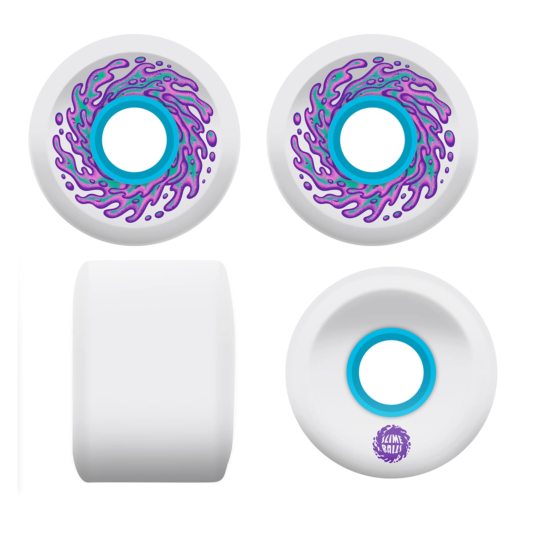 SANTA CRUZ OG Slime Skateboard Wheels - High Performance 55mm 99a Hardness Slime Balls Wheels for Street & Park Skateboarding - Perfect for Tricks, Grinds & Smooth Rides
