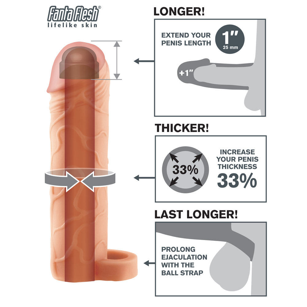 Fantasy X Tensions Realistic Penis Extender Sleeve with Adjustable Ball Strap - Enhances Size & Pleasure for Couples & Solo Play - Perfect for Spicing Up Intimate Moments & Role Play Scenes