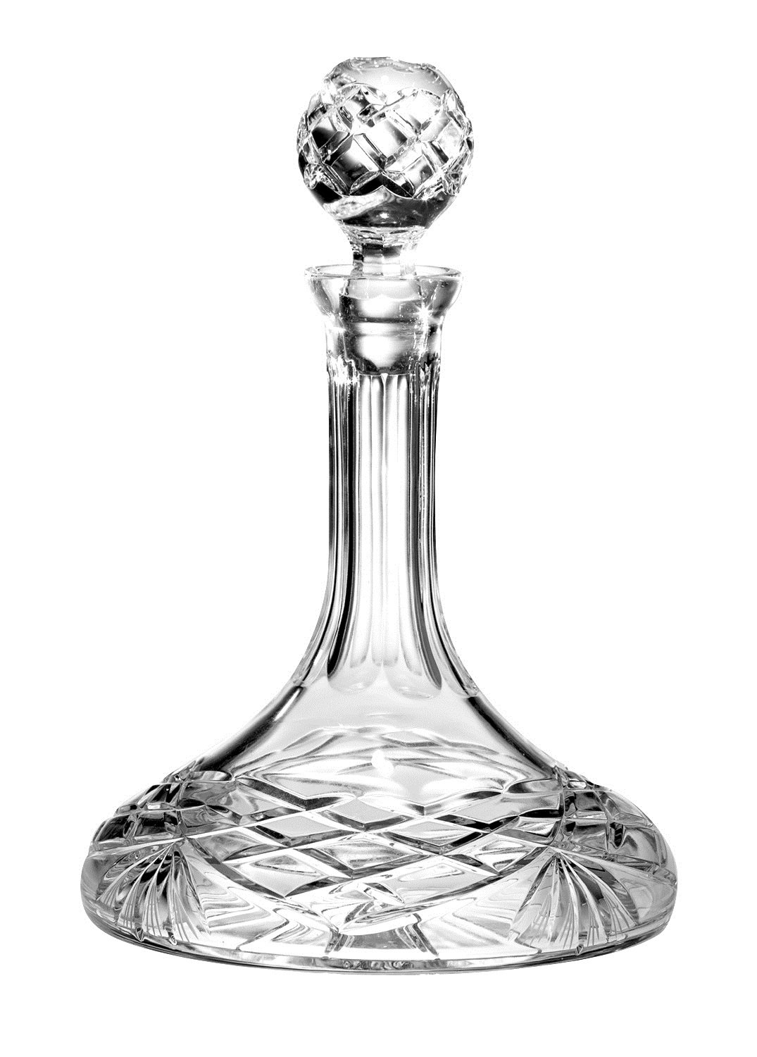 Majestic Gifts European Hand-Cut Crystal Ship Captain's Decanter 32oz - Premium Whiskey Decanter Set with Wood Stand - Perfect for Home Bar, Gifts & Nautical Decor