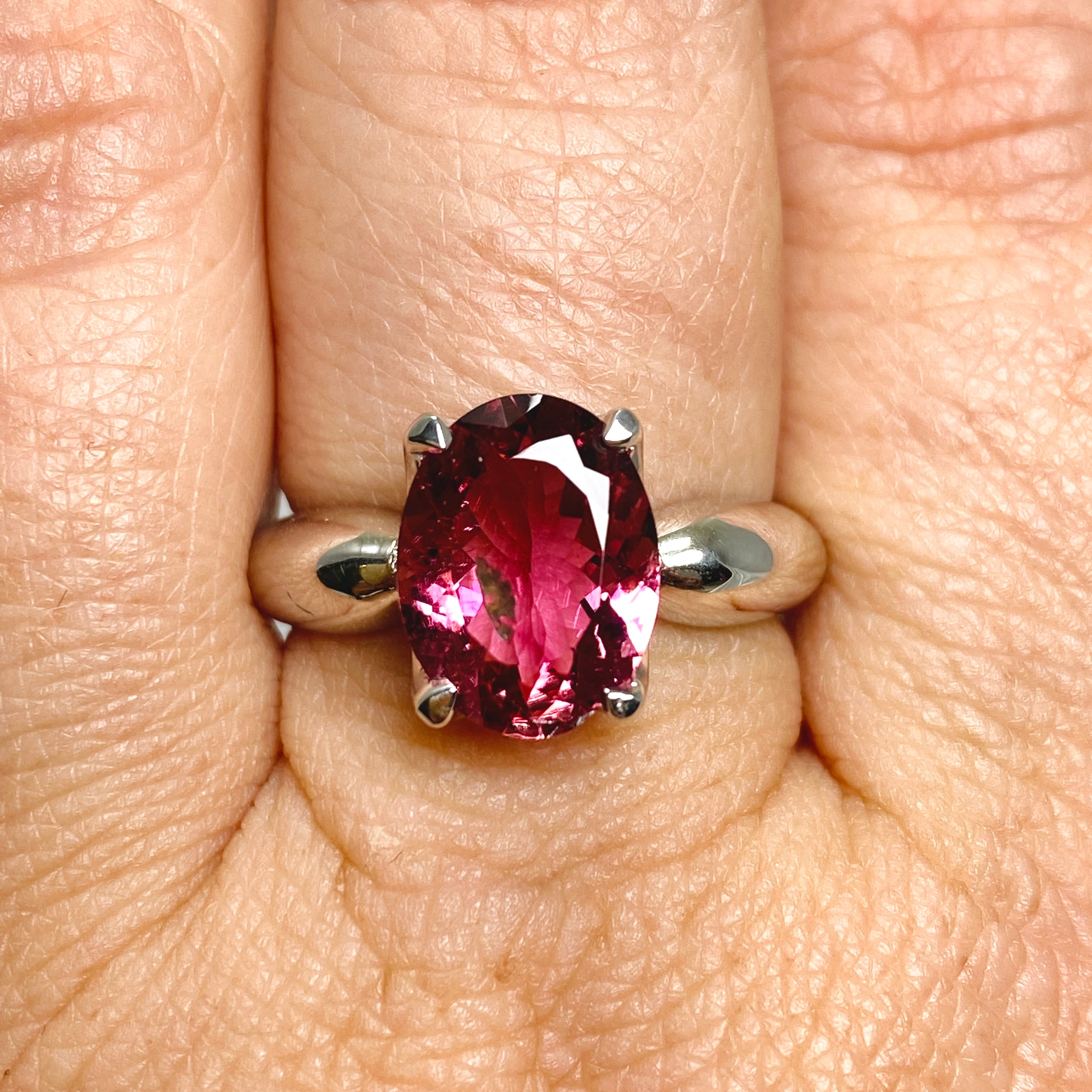 Pink Tourmaline Oval Faceted Ring - Size 7.5 - HRGJ 60 - Elegant Jewelry for Women - Perfect for Weddings, Anniversaries & Special Occasions