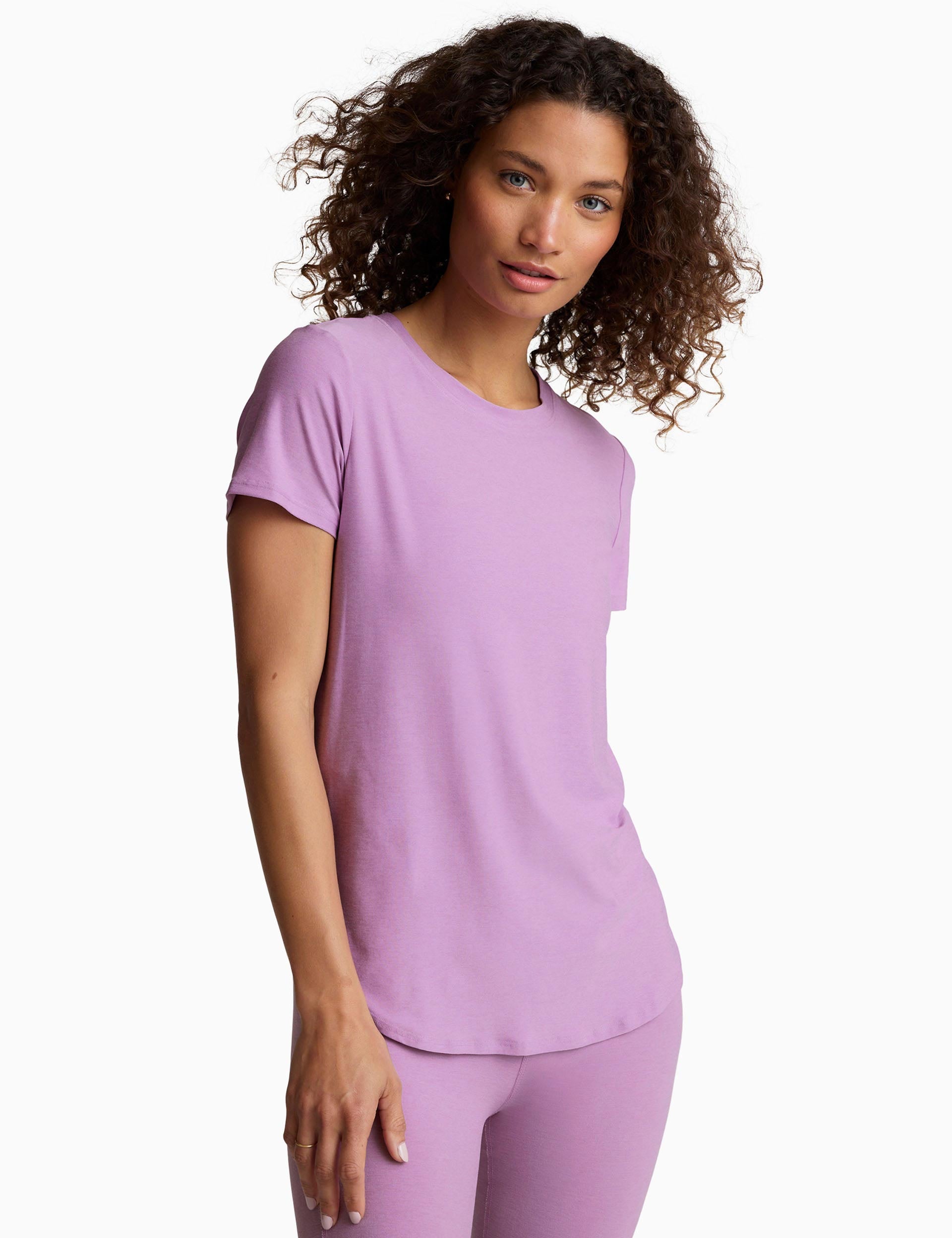Featherweight on the Down Low Tee - Soft Lilac Petal Heather Women's Lightweight T-Shirt | Perfect for Casual Wear, Yoga & Everyday Comfort