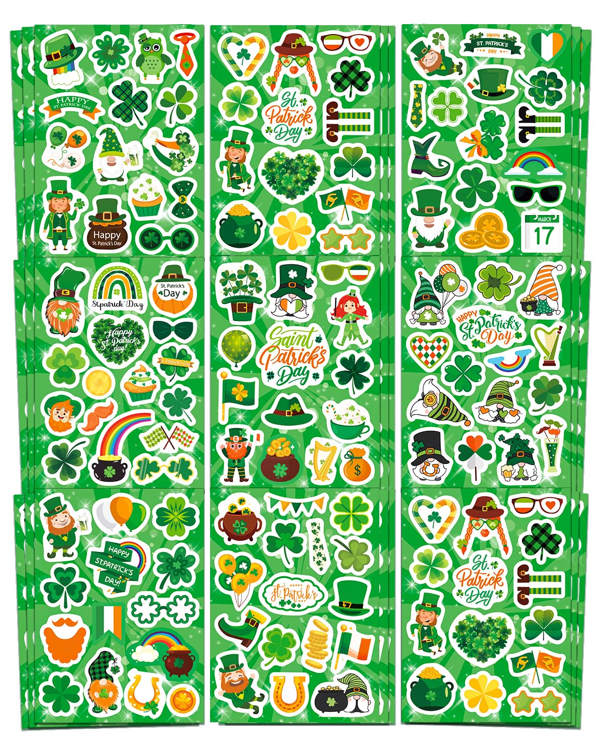 24 Sheets St. Patrick's Day Stickers for Kids - Irish Themed Party Favor, DIY Crafts & Decorations - Perfect for Scrapbooking, School Projects & Holiday Celebrations