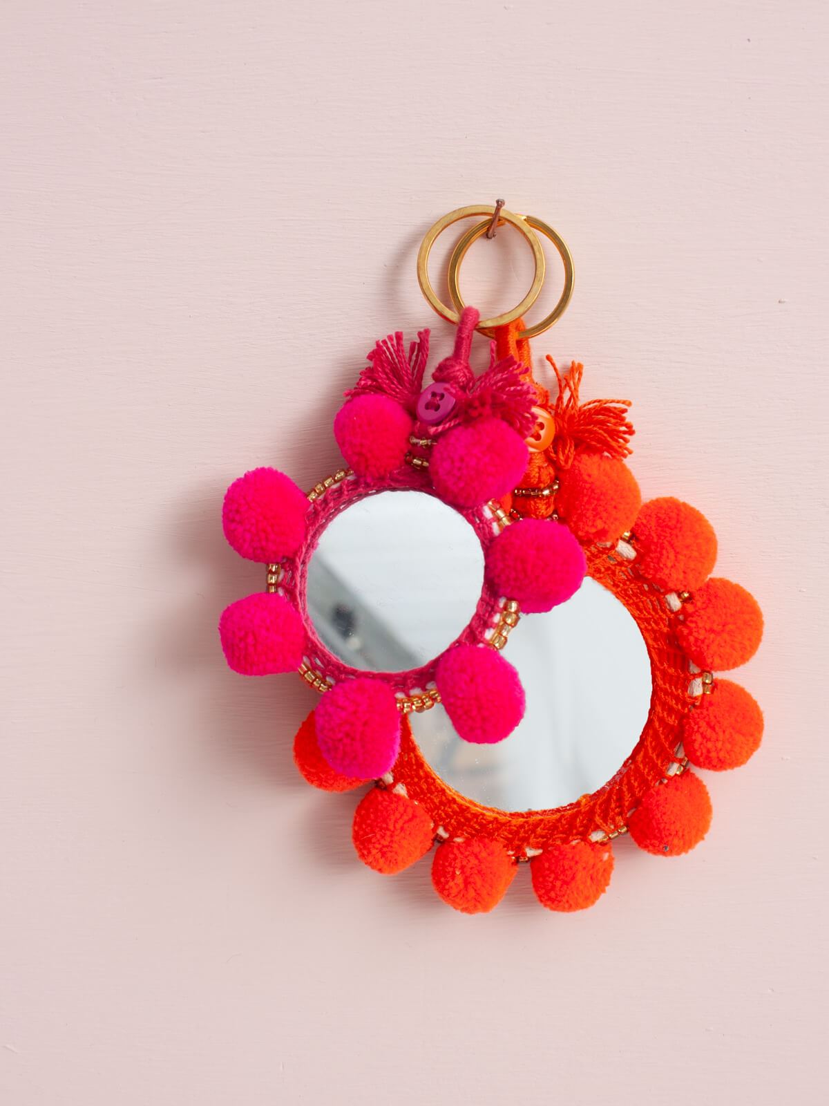Super Soft Pom Pom Mirror Keychains - Large Size for Handbags, Backpacks & Keys - Cute Car Accessories for Women & Girls
