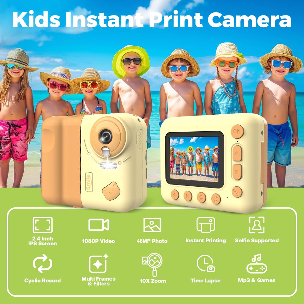 Andoer Kids Instant Print Camera - 1080P HD 2.4