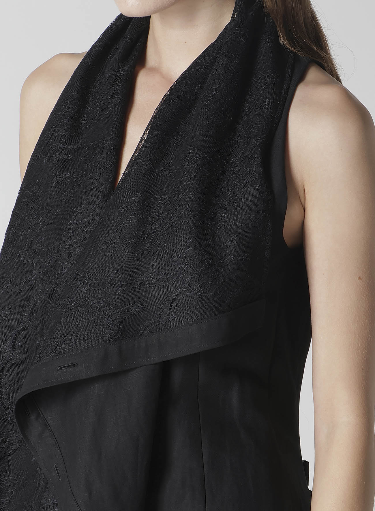 Stylish C/Li Gabardine Draped Long Vest for Women - Elegant Layering Piece for Office, Casual Outfits & Evening Wear