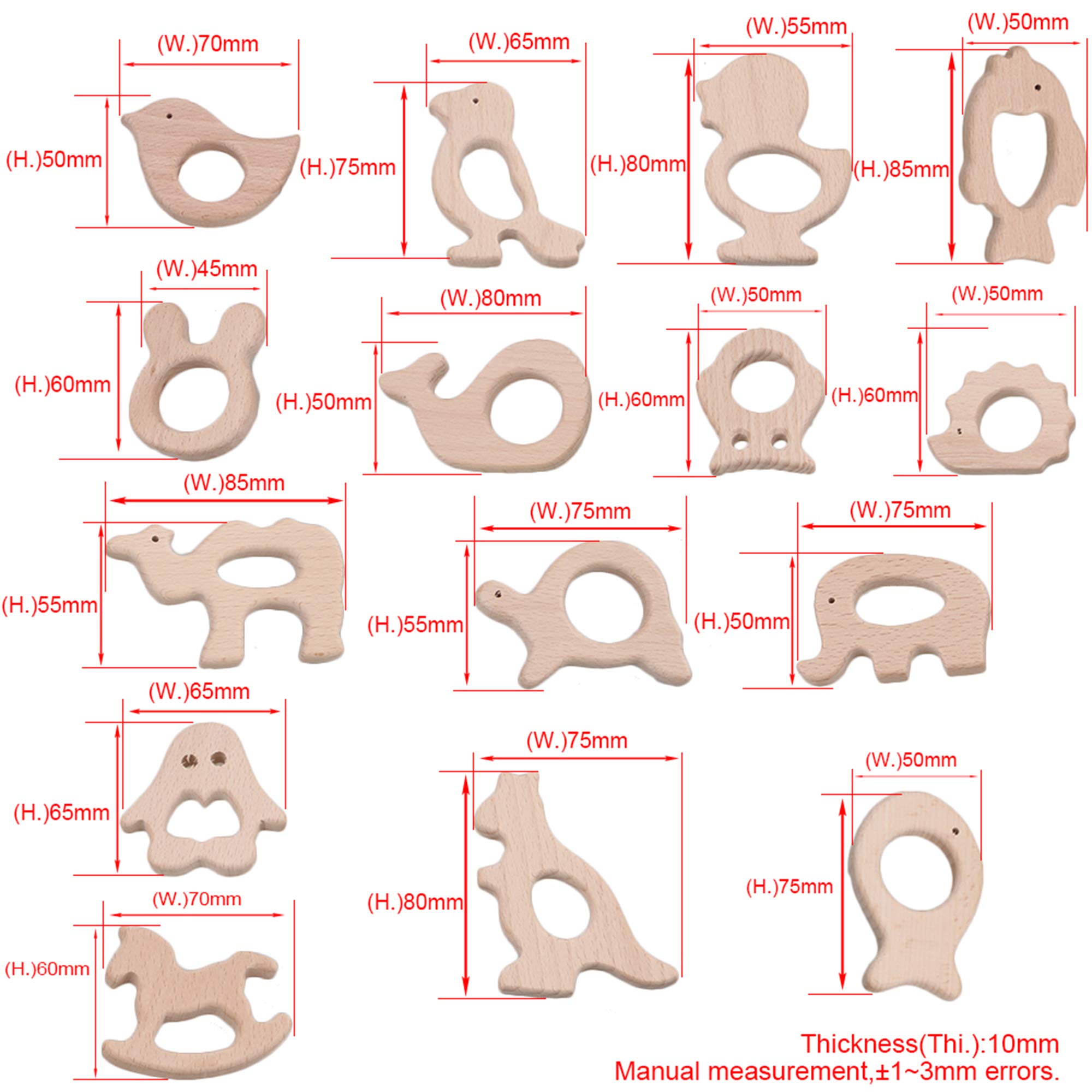 Unpainted Wooden DIY Craft Tools for Molars - Kids Art Projects