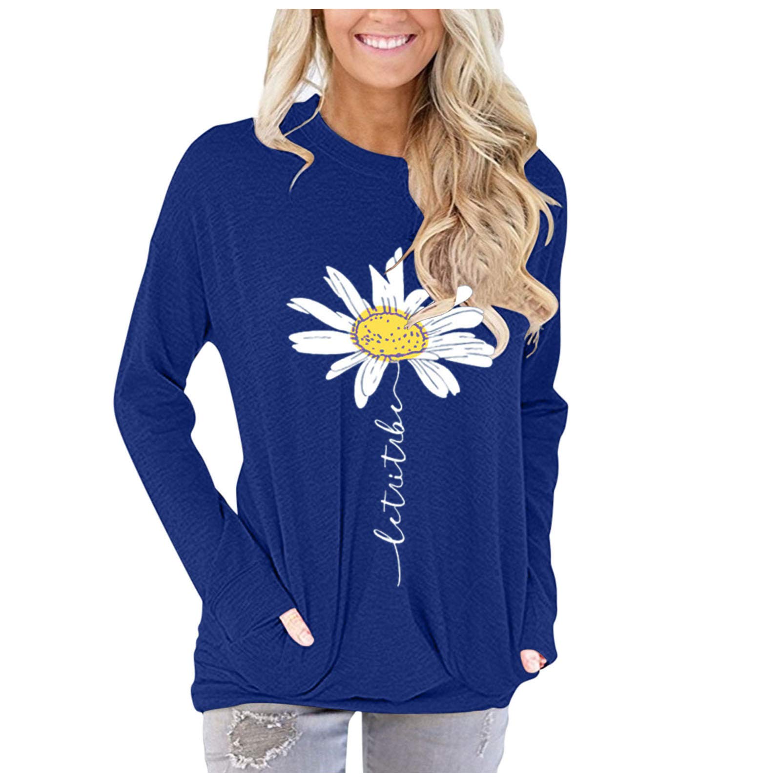 Women's Casual Crewneck Sweatshirt - Long Sleeve Loose Fit Tunic Top Pullover - Soft Comfortable Everyday Wear for Fall & Winter - Perfect for Work, Lounge & Weekend Outings