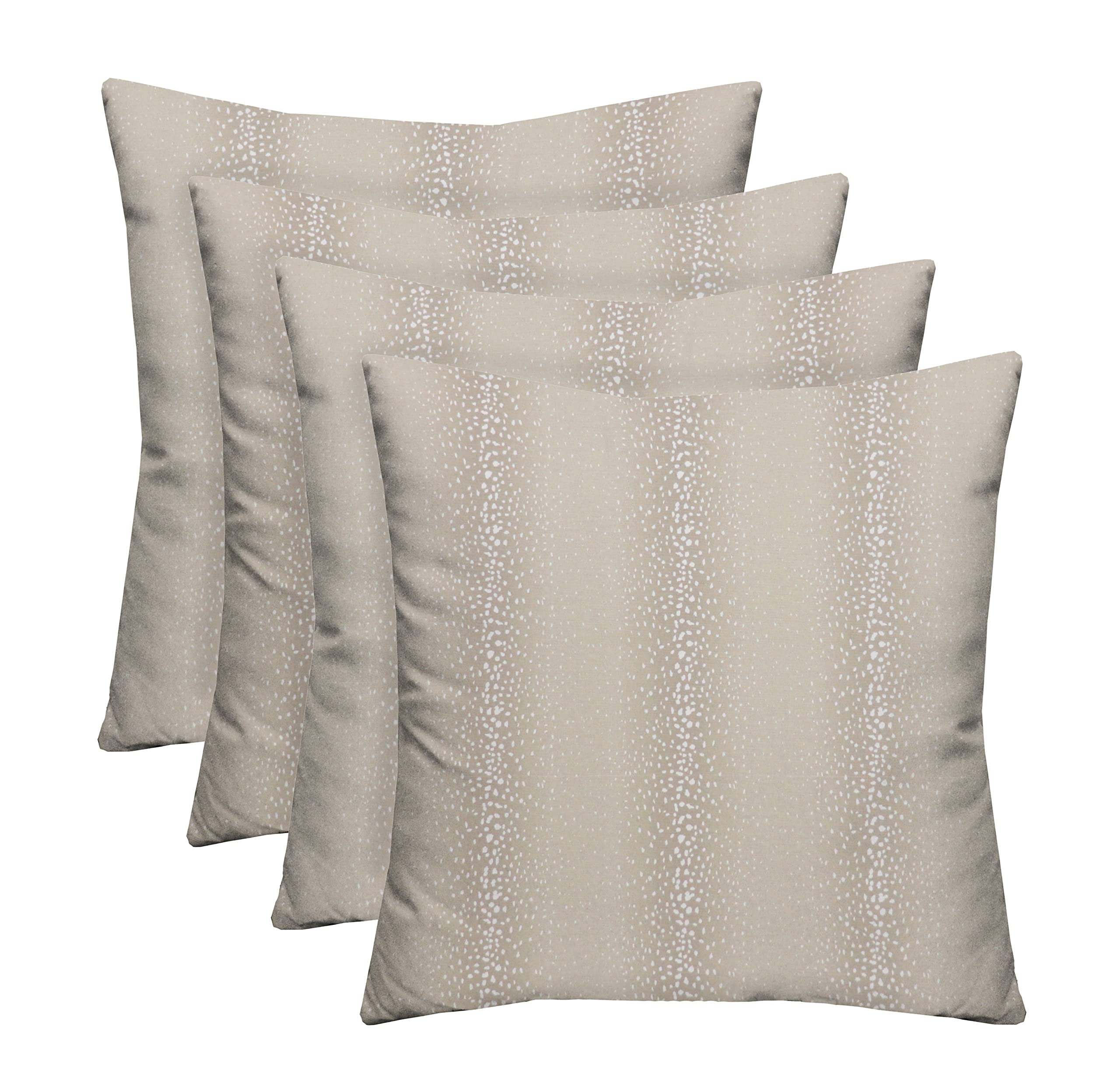 RSH Décor Indoor Outdoor Set of 4 Pillows - 24x24 Inch Square Decorative Throw Pillows with Antelope Beech Wood Beige Pattern for Patio, Sofa, Bedroom & Living Room Decor
