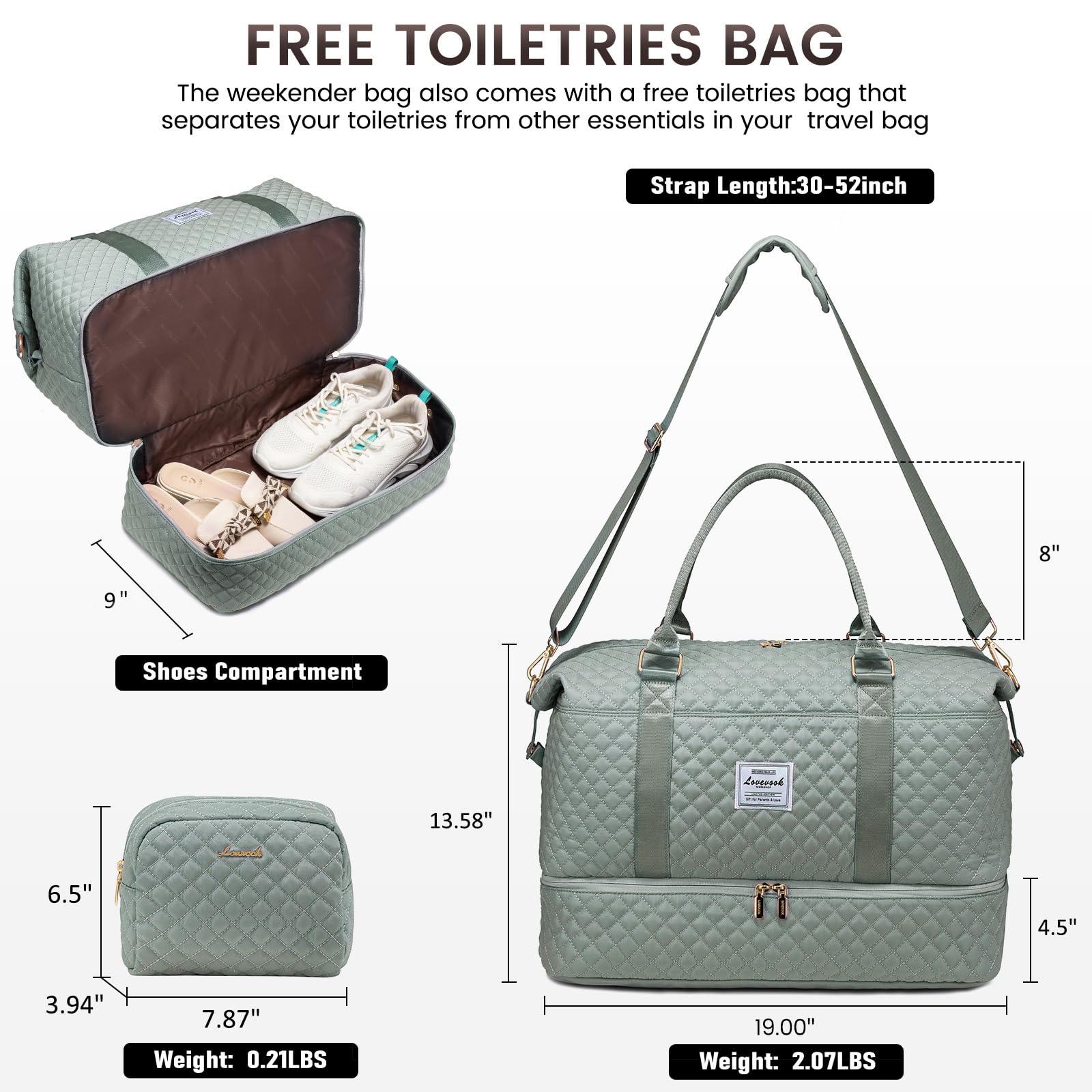 **LOVEVOOK Travel Duffle Bag for Women - Waterproof Weekender Overnight Bag with Shoe Compartment & Wet Pocket, Gym Duffel, Hospital Bag for Labor - Perfect for Travel, Workout & Maternity**
