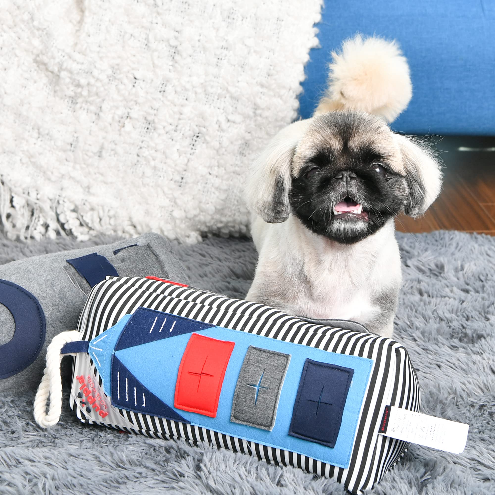 Puppia Nosework Dog Toy - High Rise Striped Interactive Puzzle for Scent Training | Fun Mental Stimulation for Small & Medium Dogs | Indoor & Outdoor Play