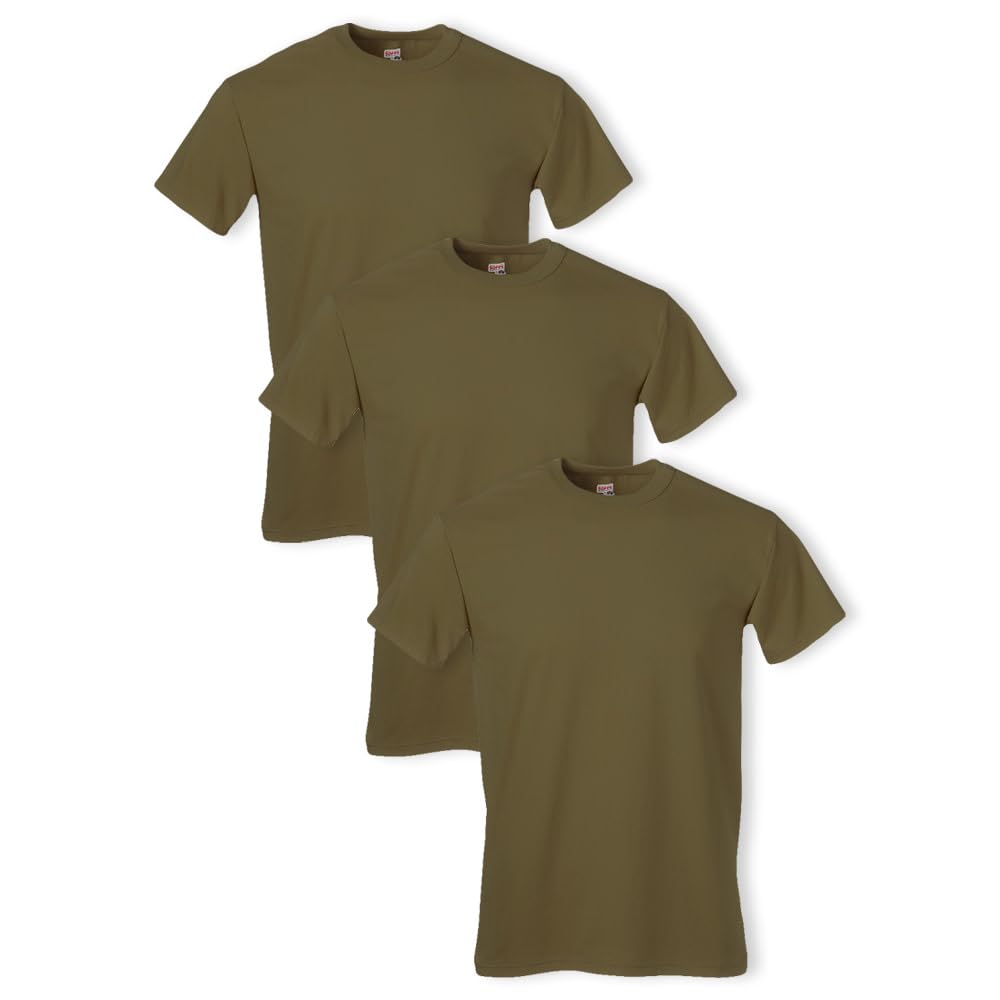 Soffe Men's 3-Pack 100% Cotton Military T-Shirts - Comfortable Army Green Crewneck Tees for Workout, Gym & Casual Wear