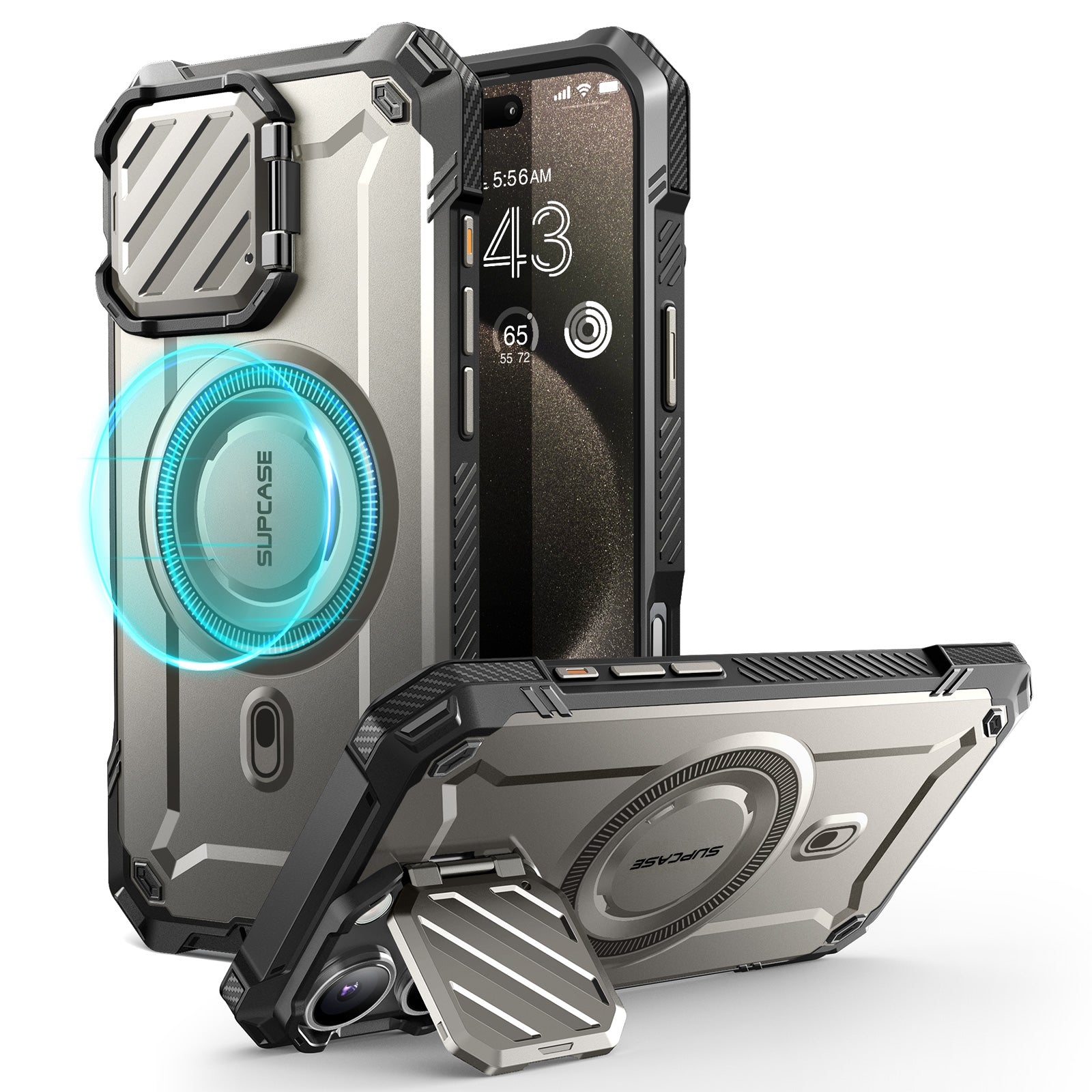 iPhone 16 Pro 6.3 Inch Unicorn Beetle MAG XT MagSafe Protective Case - Titanium Gray | Shockproof & Magnetic Phone Cover for Work, Travel & Outdoor Activities