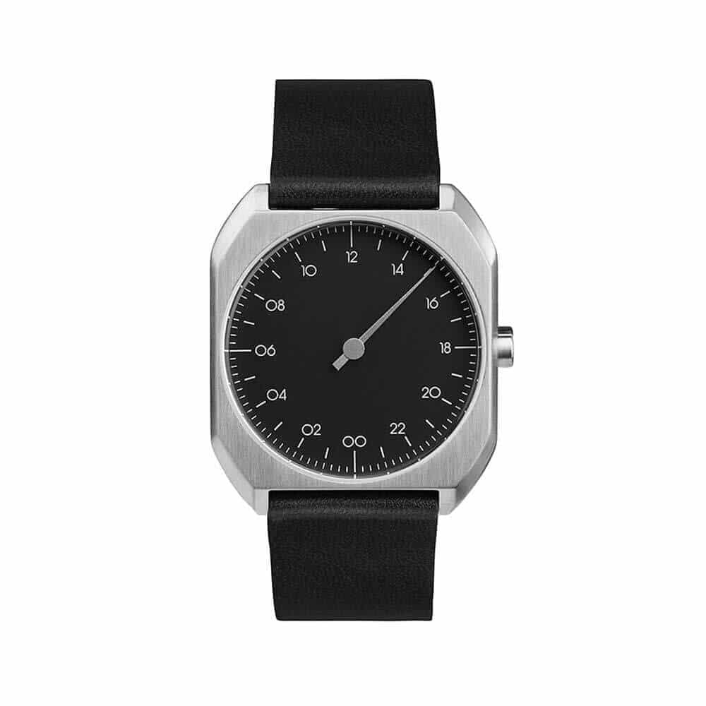 Mo 06 - Black Leather Silver Case Unisex Quartz Watch with Analog Display | Water Resistant | Perfect for Business, Casual & Everyday Wear