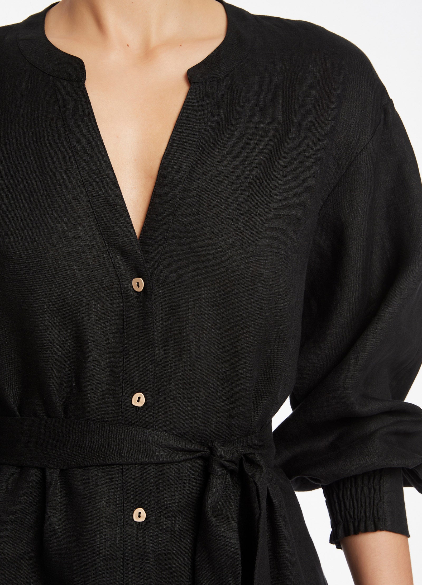 Stylish Black Jetset Shirred Cuff Shirt Dress for Women | Casual & Office Wear | Perfect for Work, Date Night & Travel