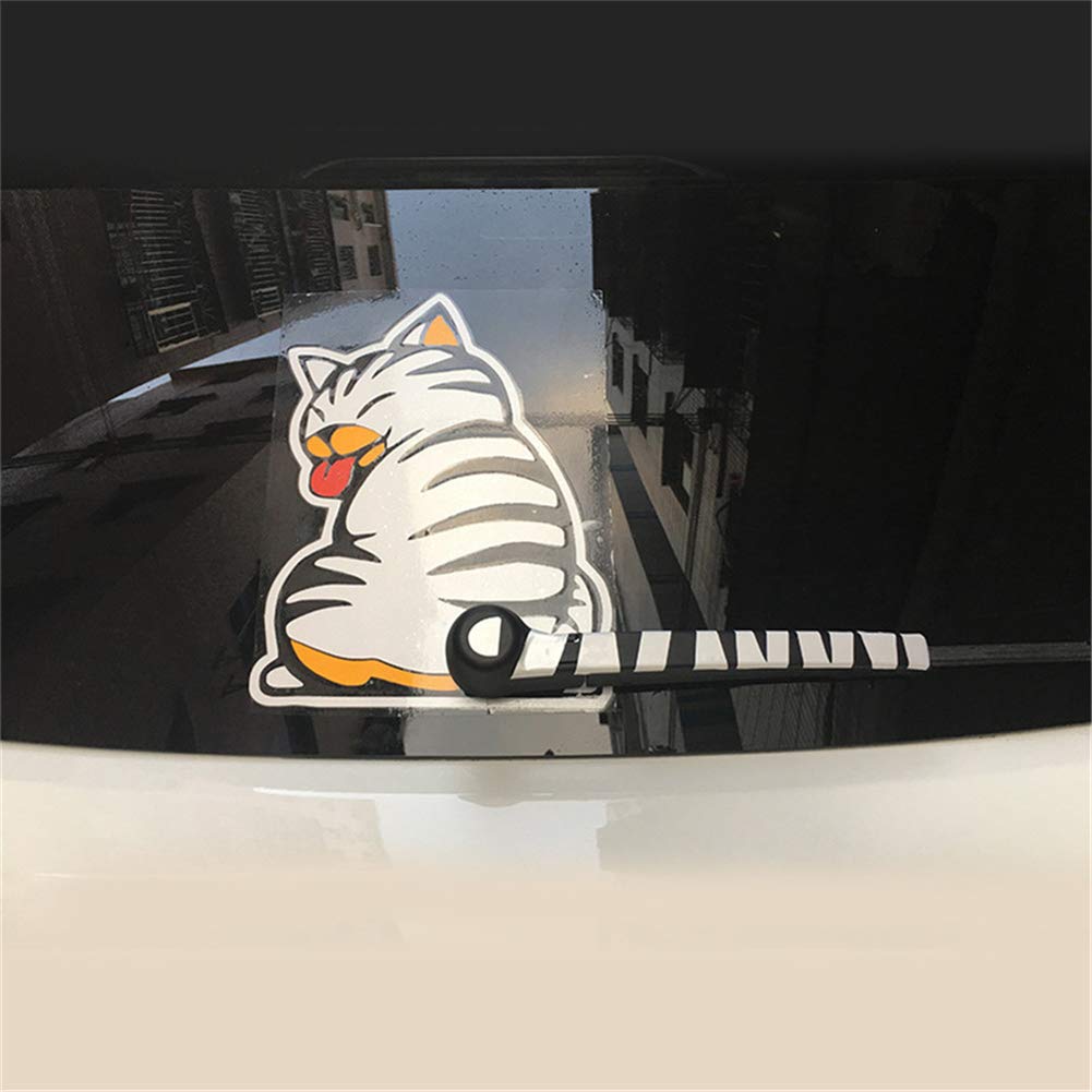 3D Creative Cat Wagging Tail Car Wiper Sticker - Funny Cartoon Windshield Decoration for Rear Window & Auto Glass - Perfect for Car Enthusiasts & Pet Lovers (Great for Gifts, Car Shows & Personalizing Your Vehicle)