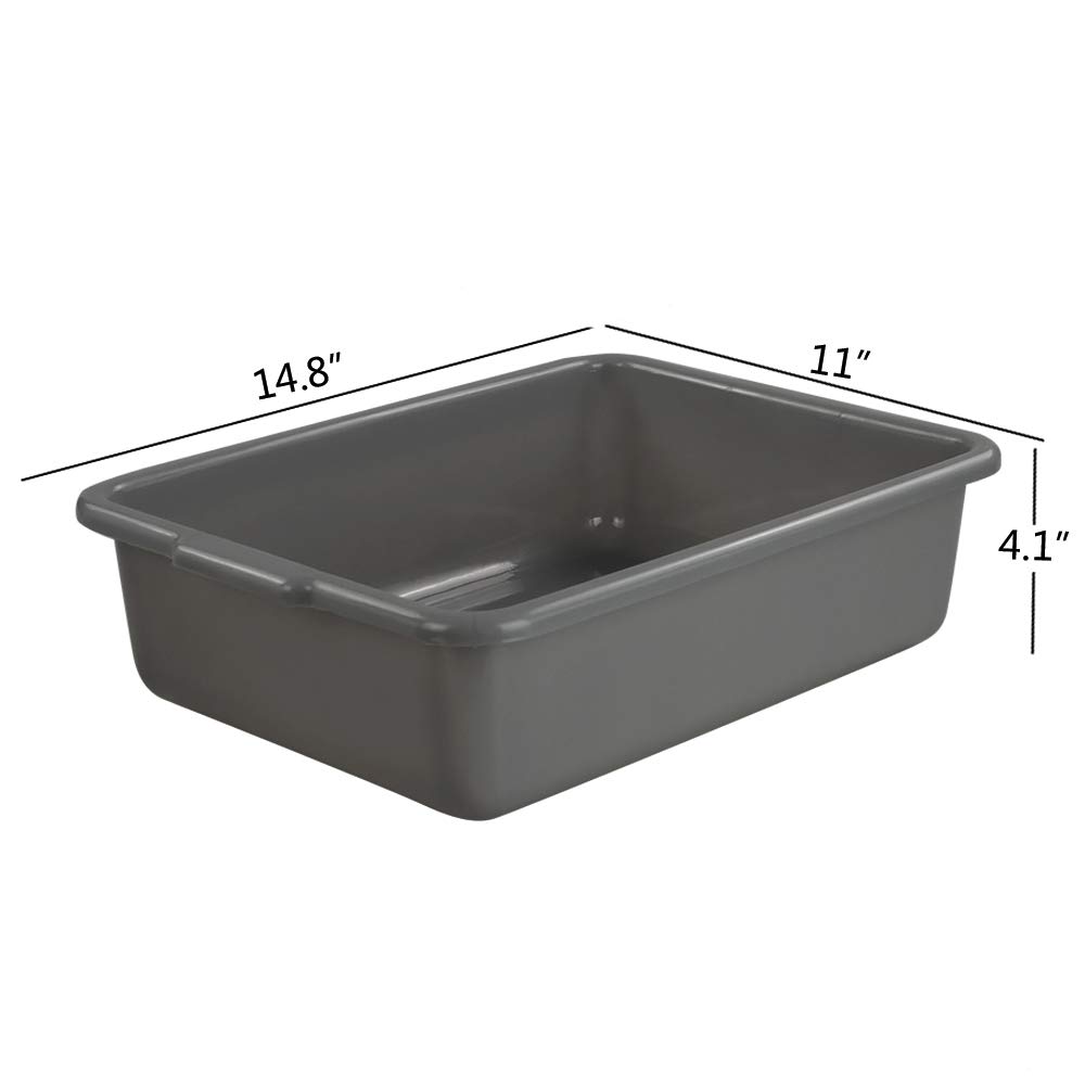 Teyyvn Plastic Bus/Utility Box Set of 4 - Heavy Duty Commercial Wash Basin Tote for Cleaning, Storage & Organization - Perfect for Restaurants, Schools & Janitorial Use