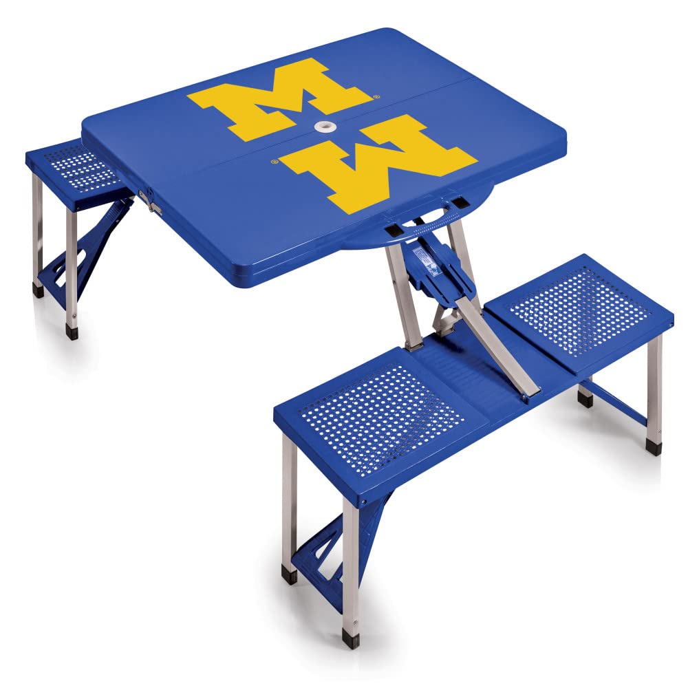 PICNIC TIME NCAA North Carolina Tar Heels Folding Picnic Table - Portable Camping Table with Umbrella Hole - Outdoor Dining, Beach, Park, Tailgating & Backyard Gatherings