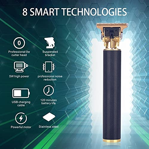 Professional USB Rechargeable T9 Bald Hair Clipper for Men - Cordless Electric Hair Trimmer & Shaver with 0mm Precision - Barber-Grade Hair Cutting Machine (T9-Black) - Perfect for Home Grooming, Salon Use & Travel