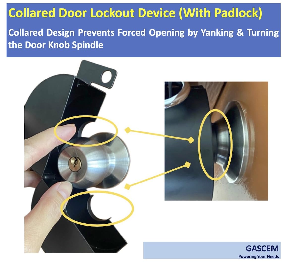 Matt Black Door Knob Lockout Device with Padlock - Childproof Door Handle Lock for Home Security | Prevents Doorknob Turning & Keyhole Access | Ideal for Child Safety, Pet Protection & Privacy in Bedrooms/Bathrooms