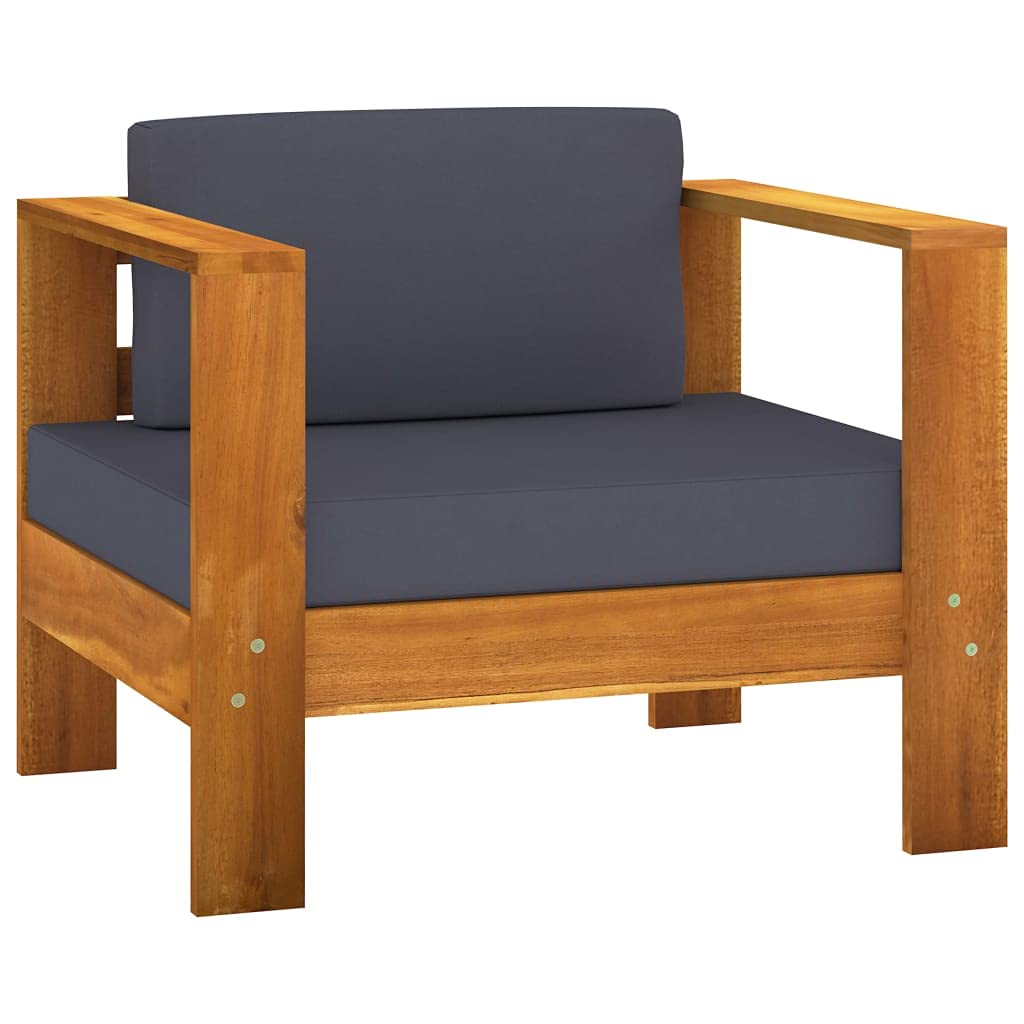 10-Piece Acacia Wood Garden Lounge Set with Dark Gray Cushions - Outdoor Patio Furniture Sectional Sofa Set with Seat Cushions, Conversation Seating & Coffee Table - Perfect for Backyard, Poolside, and Outdoor Entertaining