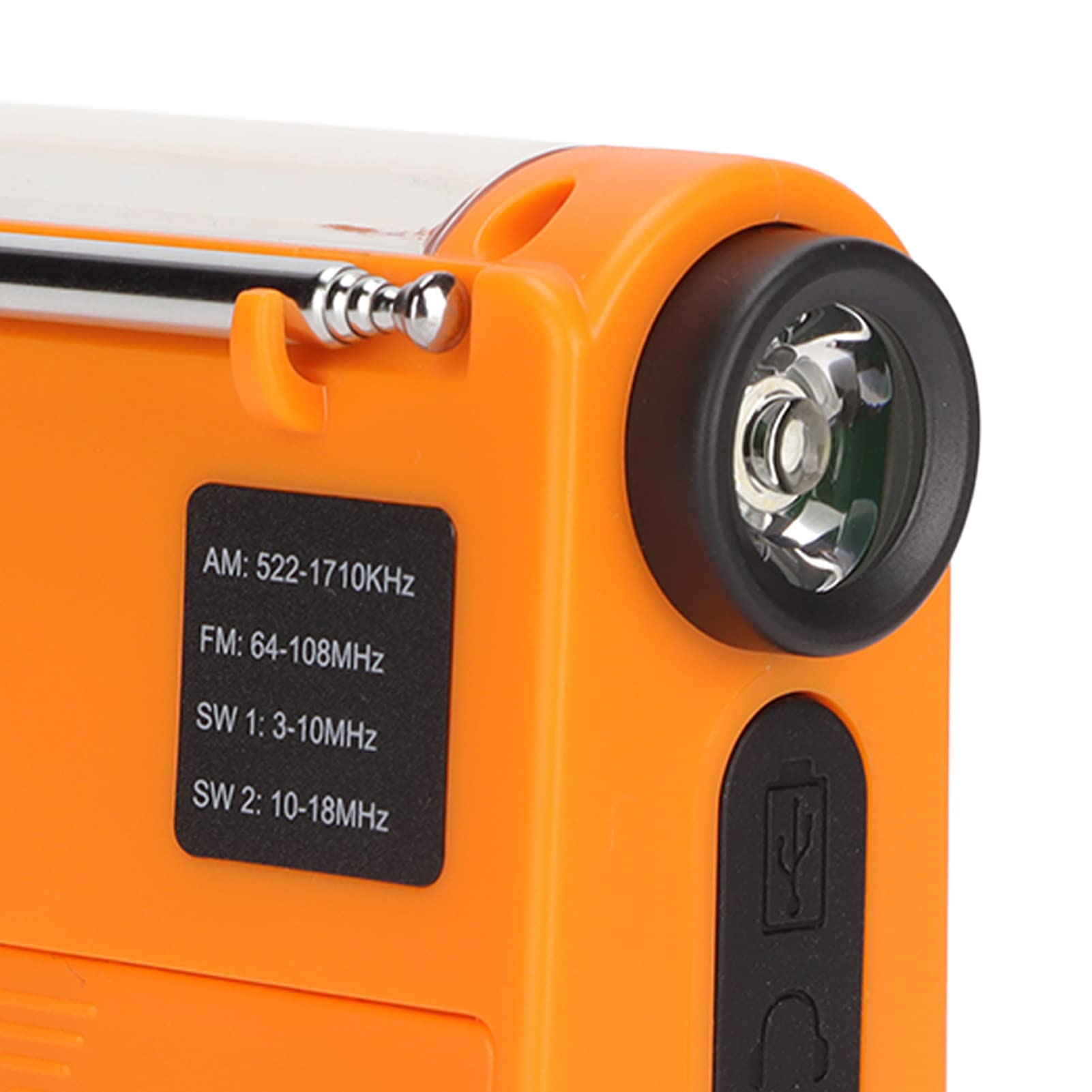 Solar Powered Emergency Radio with 0.7W Solar Panel, 3.0V-4.2V Output & Large Capacity Memory - ABS Portable Weather Radio for Hiking, Camping, Outdoor Survival & SOS Emergency (Orange)