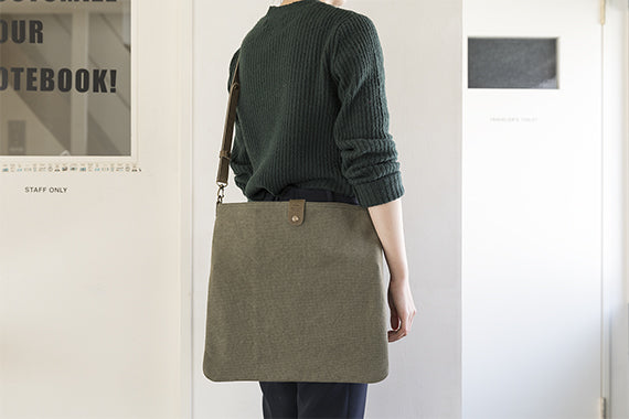 TRAVELER'S COMPANY Traveler's Factory Canvas Shoulder Bag - Medium Size Olive Green for Men & Women | Durable Everyday Carry Bag for Travel, Work & Commuting