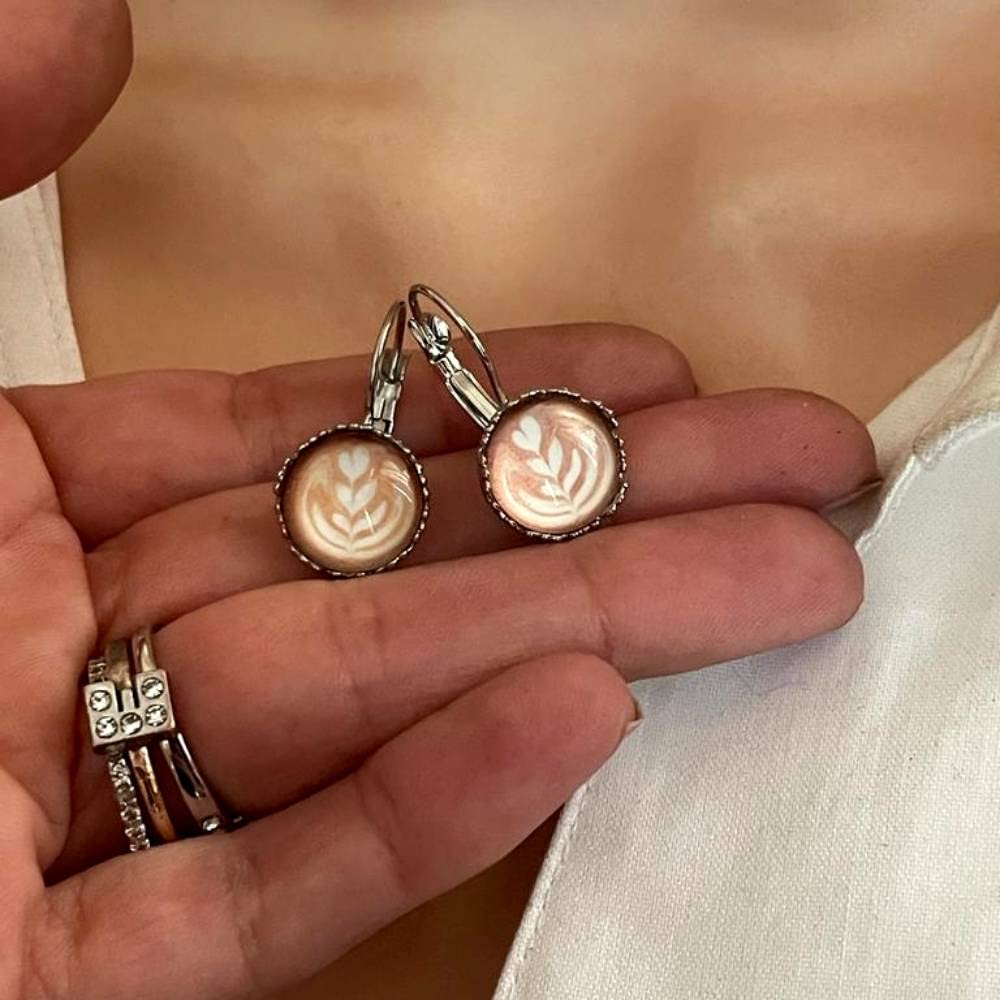Coffee Lover Jewelry Set - Silver Stainless Steel Coffee Cup Earrings & Necklace for Women | Barista Gift Ideas | Perfect for Coffee Shops, Office Wear & Casual Outings