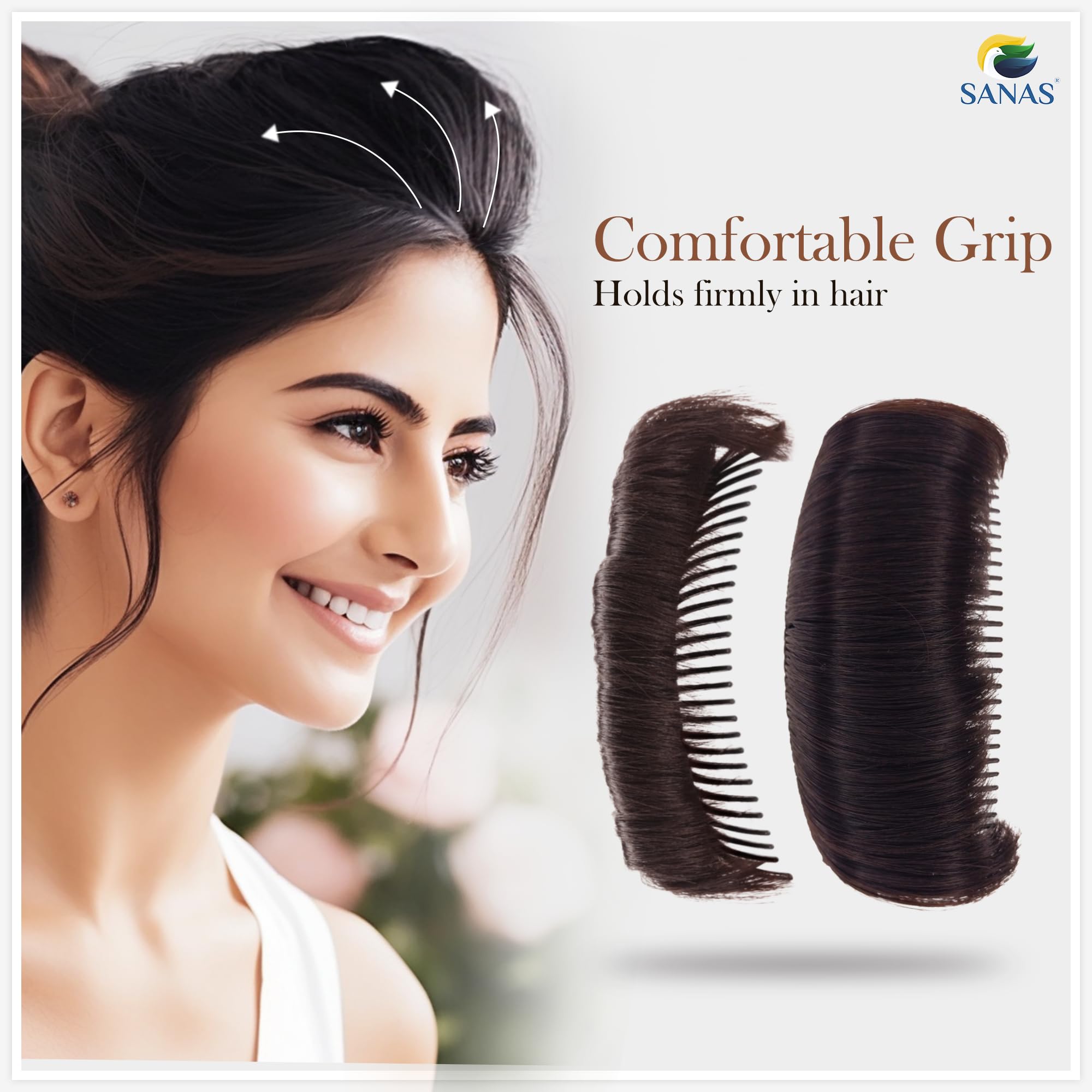 Sanas Hair Puff Clips for Women - 1PC Brown Hair Bun Maker & Styling Accessories for Updos, Wedding Hairstyles, Juda Bun & Everyday Use