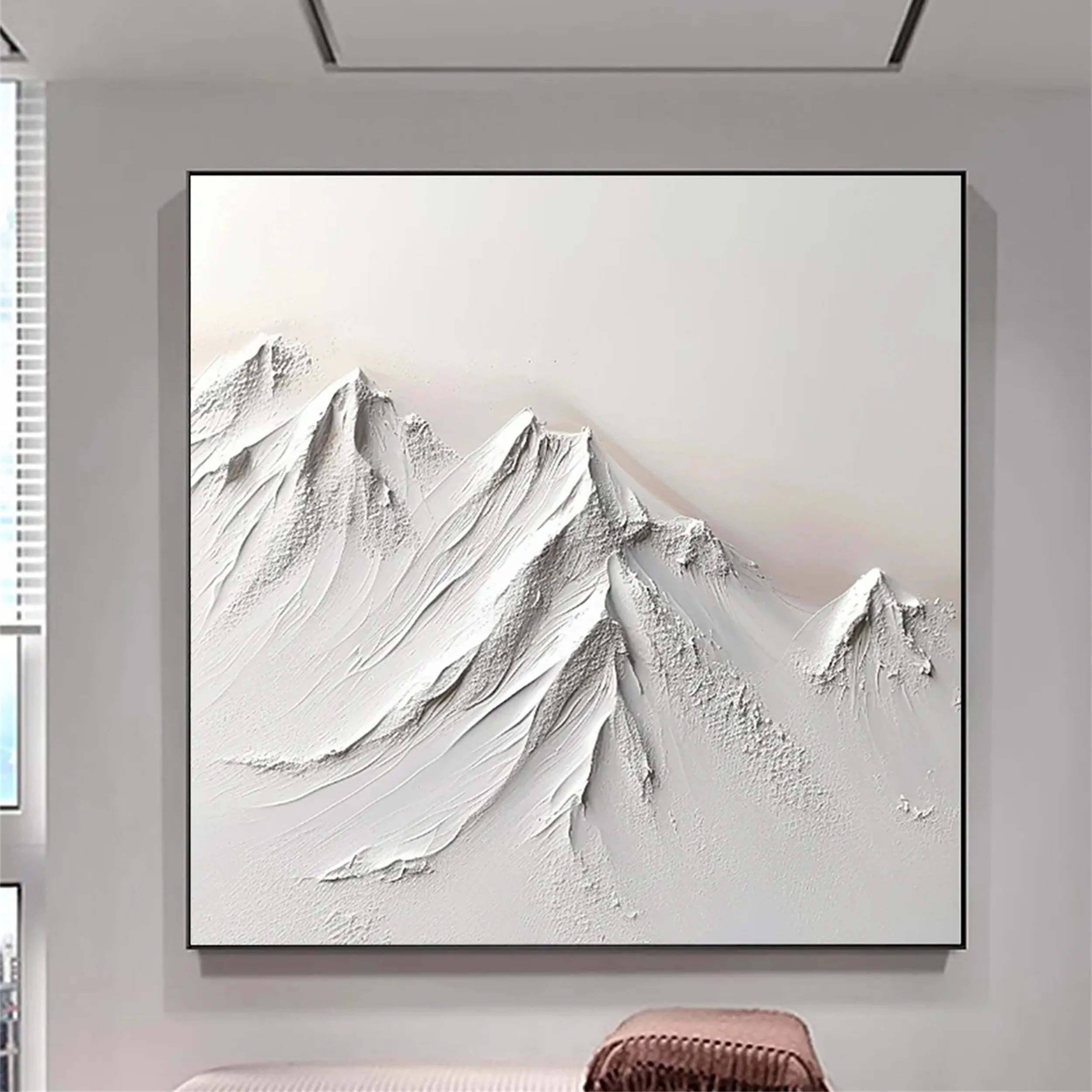 White Minimalist Textured Painting Canvas #MM237 - Abstract Wall Art for Modern Home & Office Decor