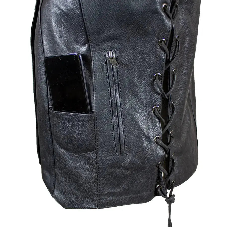 Open Road Women's Genuine Leather Vest - Stylish Biker Jacket for Motorcycle Riding & Casual Outfits