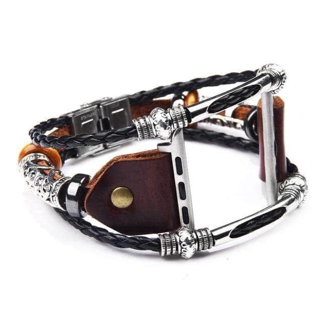 Braided Leather Apple Watch Band for Series 6/5/4/3/2/SE - 44mm 42mm 40mm 38mm - Stylish & Durable Replacement Strap for Work, Gym & Everyday Wear