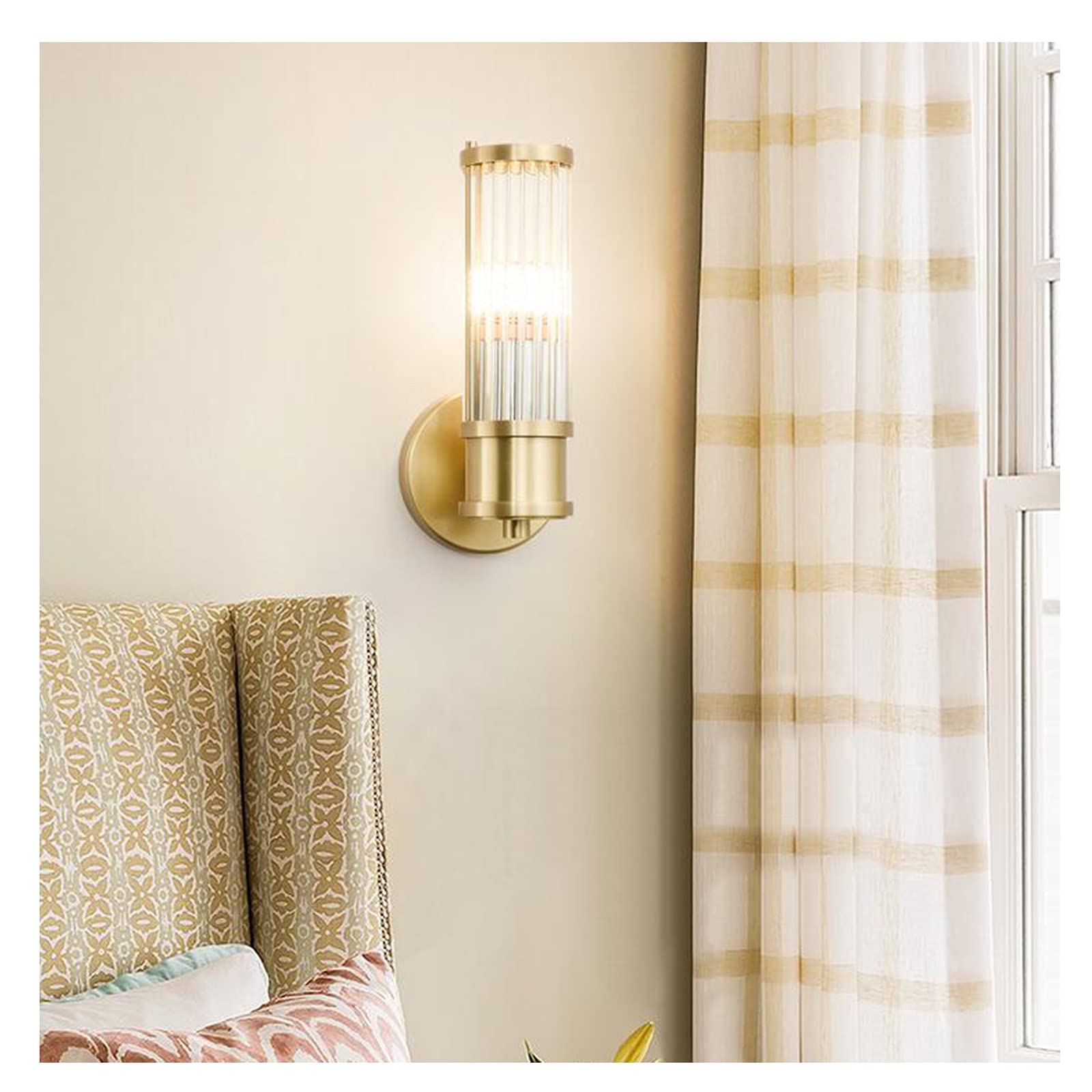 Modern Minimalist Crystal Wall Sconce - Gold Transparent LED Wall Light for Bedroom, Corridor & Living Room | Elegant Indoor Lighting Fixture for Home Decor & Ambient Atmosphere