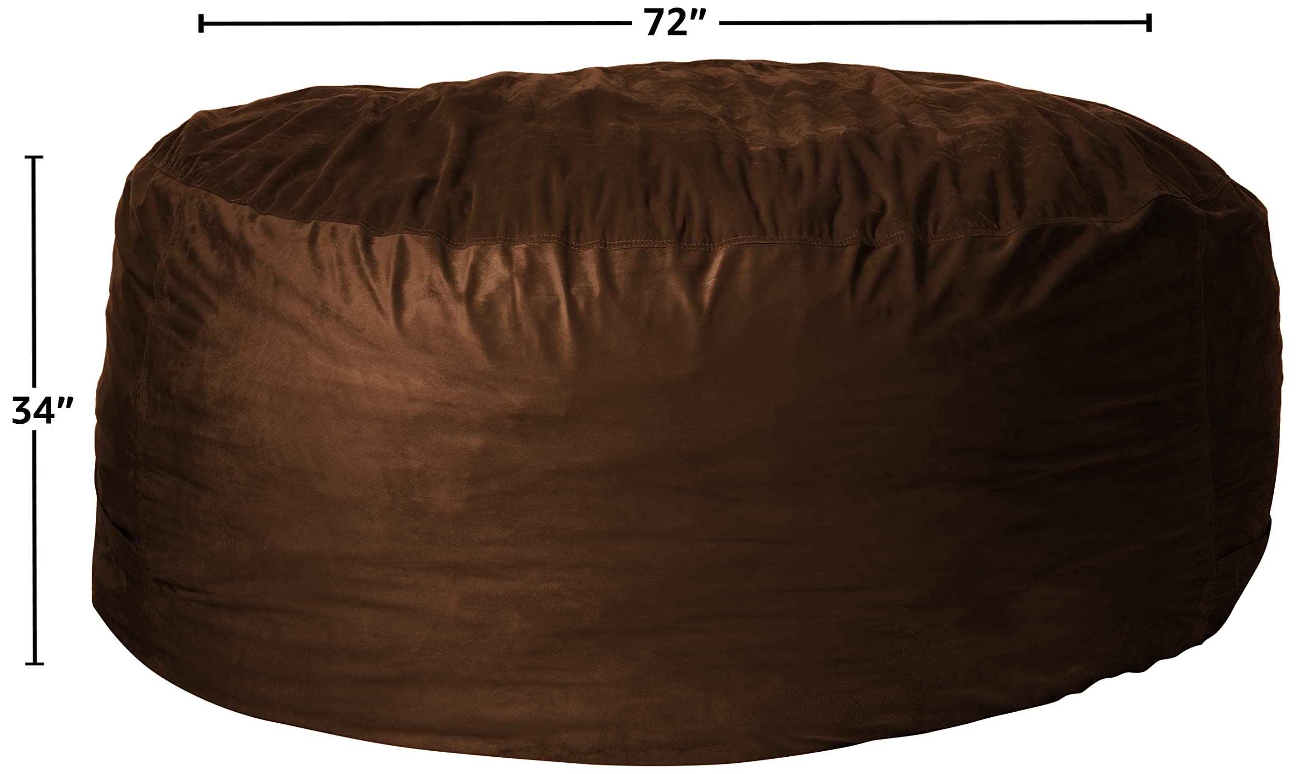 6-Ft Sofa Sack Bean Bag Chair Cover Only - Fluffy Round/Oval Replacement for Adults & Kids (No Filling) | Comfy Lazy Sofa Cover for Reading Chairs, Floor Seating & Game Rooms - Chocolate