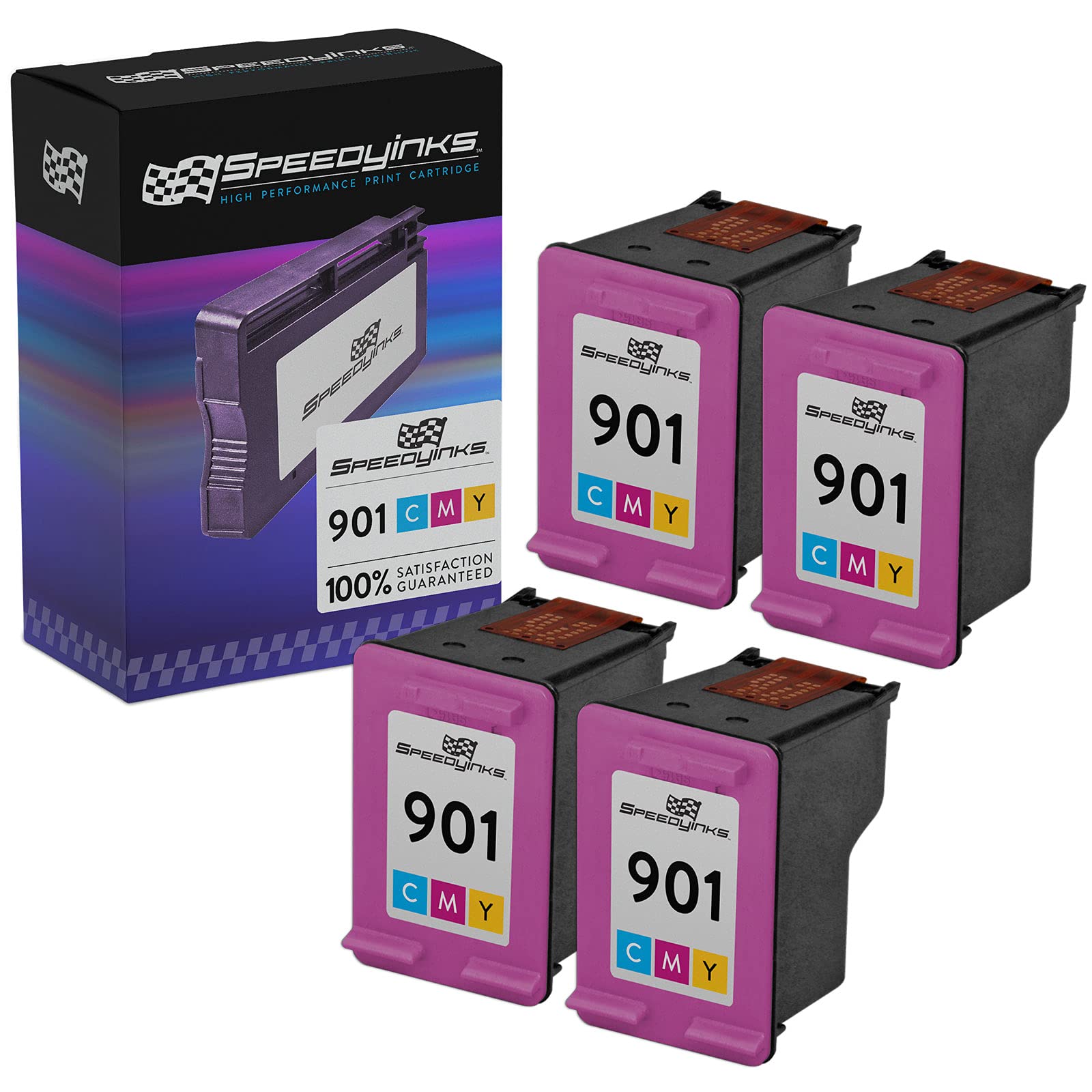 High-Quality Remanufactured HP 901 Ink Cartridges (4-Pack, Color) - Compatible with HP OfficeJet J4540 & Other HP Printers - Perfect for Home, Office & School Printing Needs
