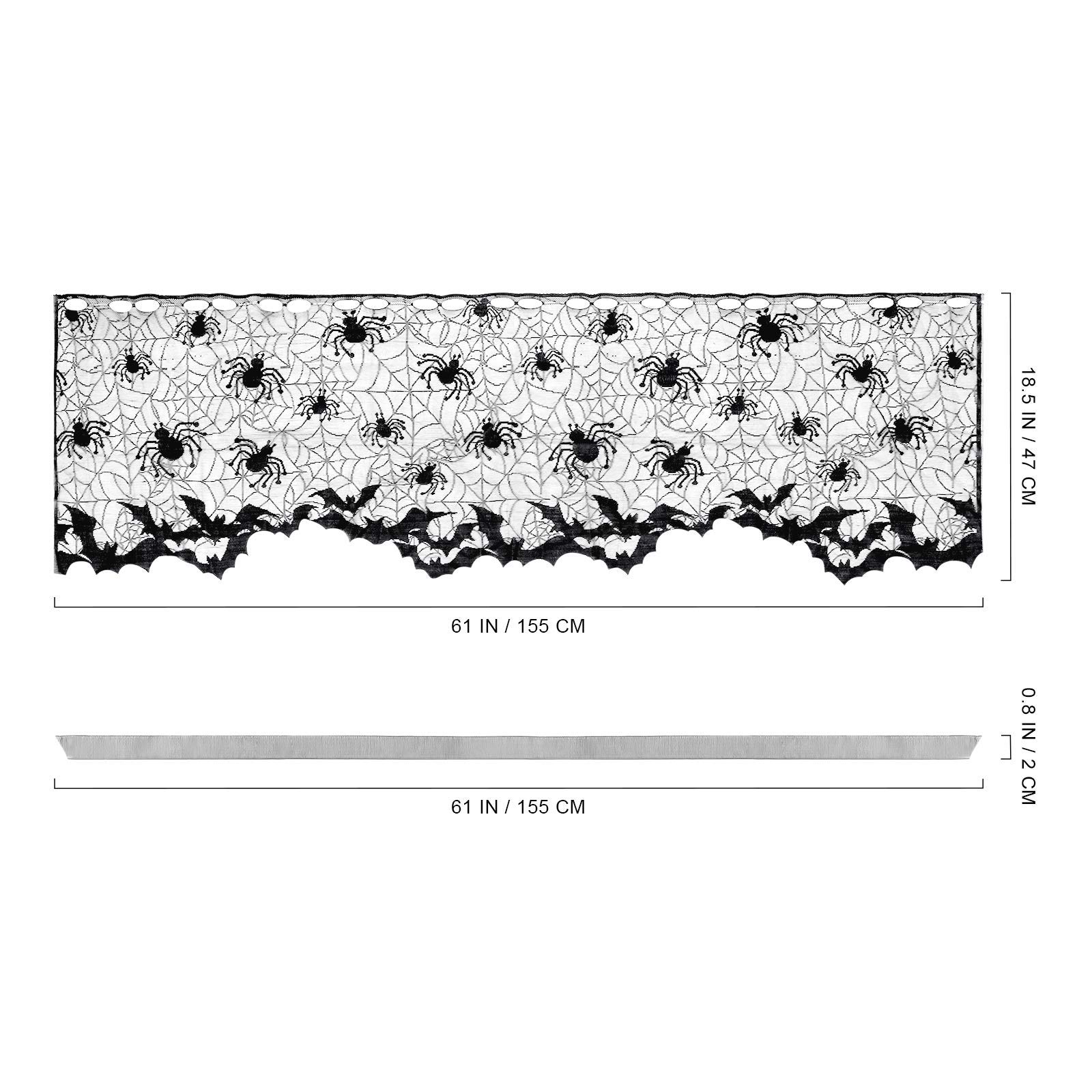Spider Web Halloween Curtain 60x20 Inch - Window & Fireplace Decor
