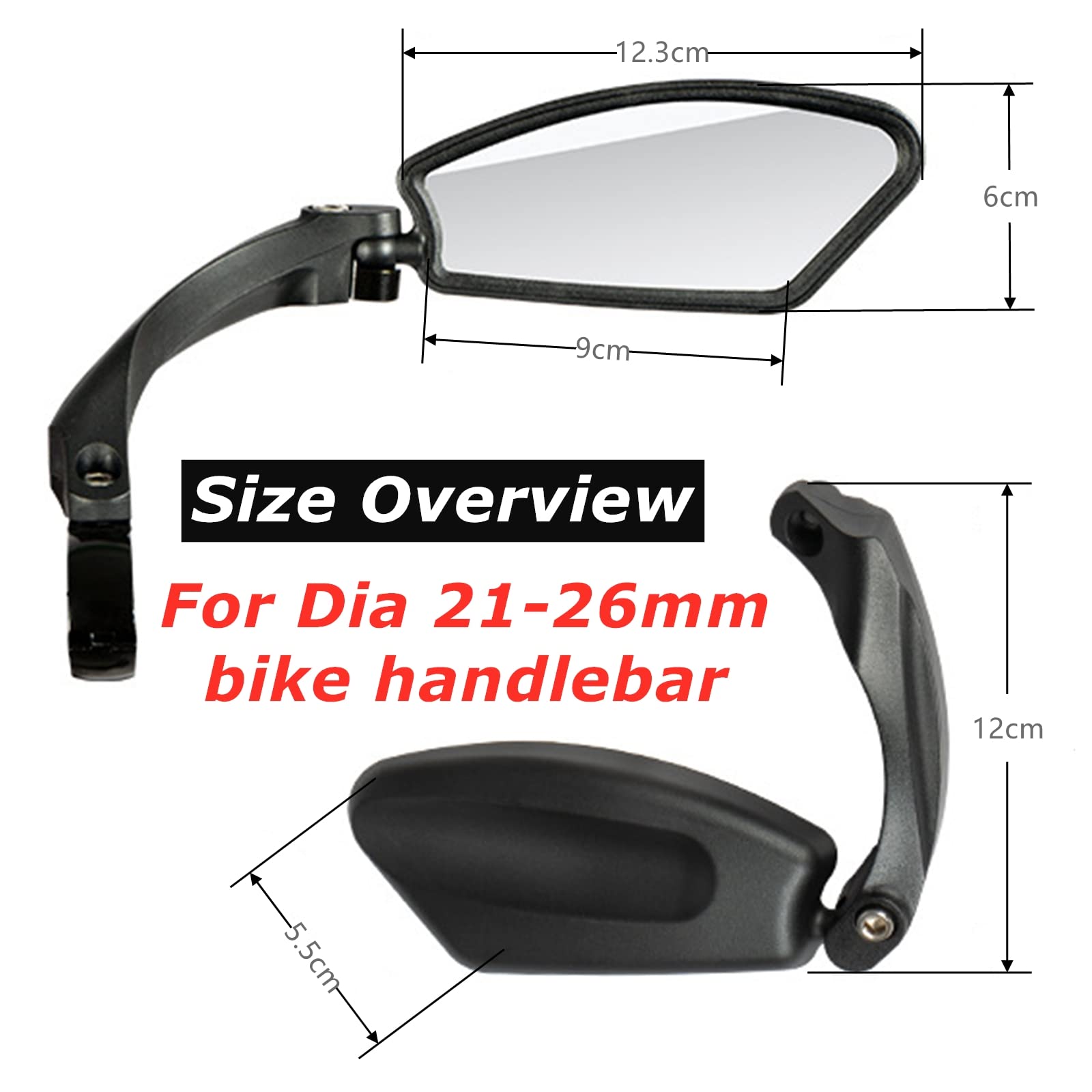 Adjustable Stainless Steel Bike Mirror - Handlebar Mount Rearview Mirror for Safe Cycling | Left Side (SS) | Perfect for Road Bikes, Mountain Bikes & Commuting