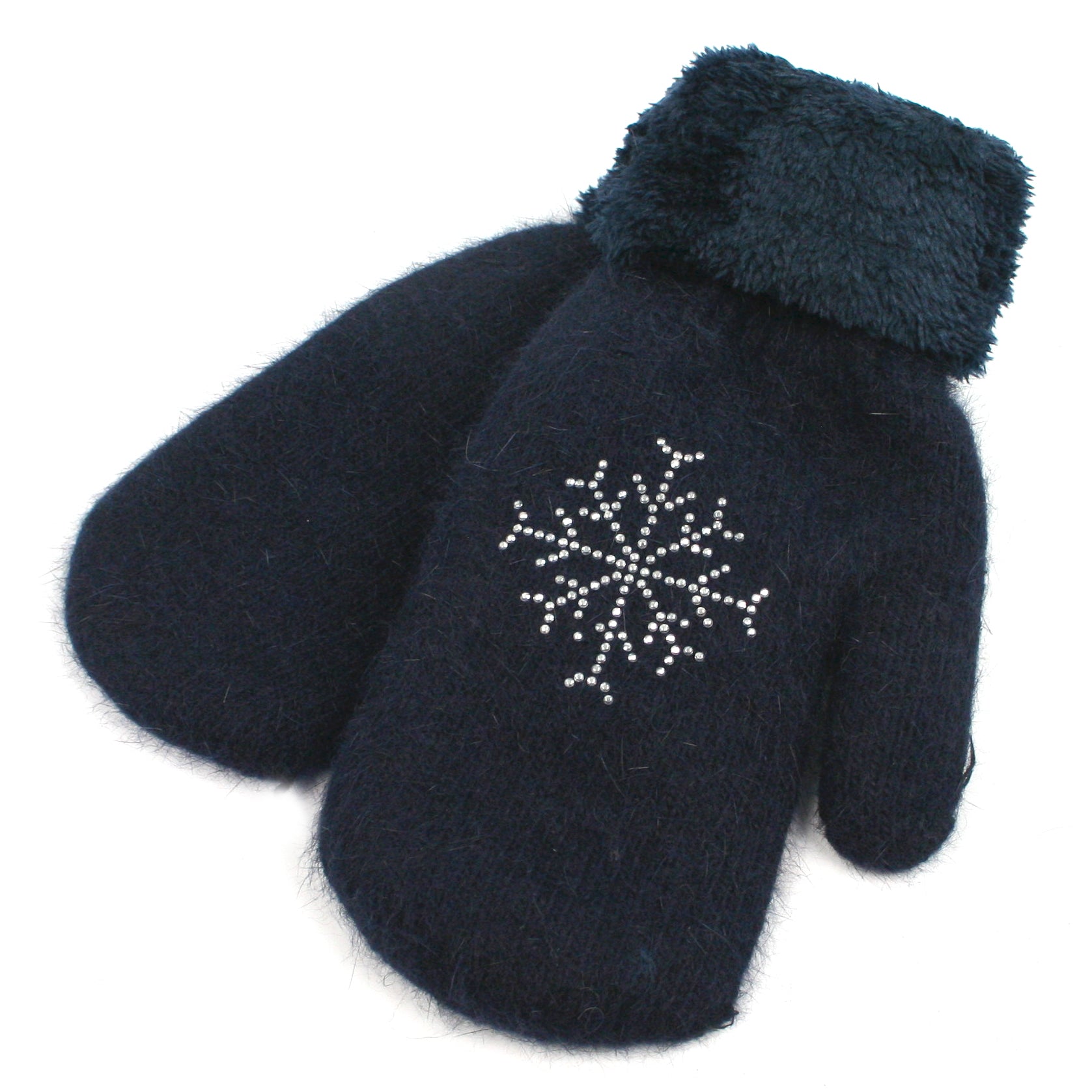 Winter Warm Navy Blue Snowflake Mittens - Waterproof & Windproof Gloves for Women & Men - Perfect for Snowboarding, Skiing, and Cold Weather Activities
