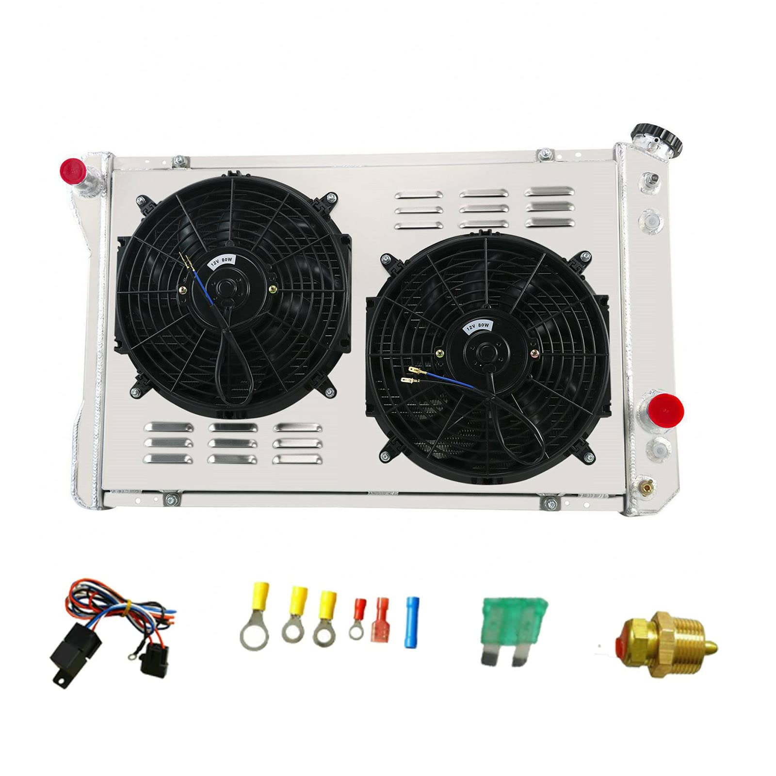 High Performance 3 Row Aluminum Radiator for 1982-1992 Chevy Camaro & Pontiac Firebird 5.0L 5.7L V8 - Complete Cooling Kit (Radiator, Shroud, Dual 12