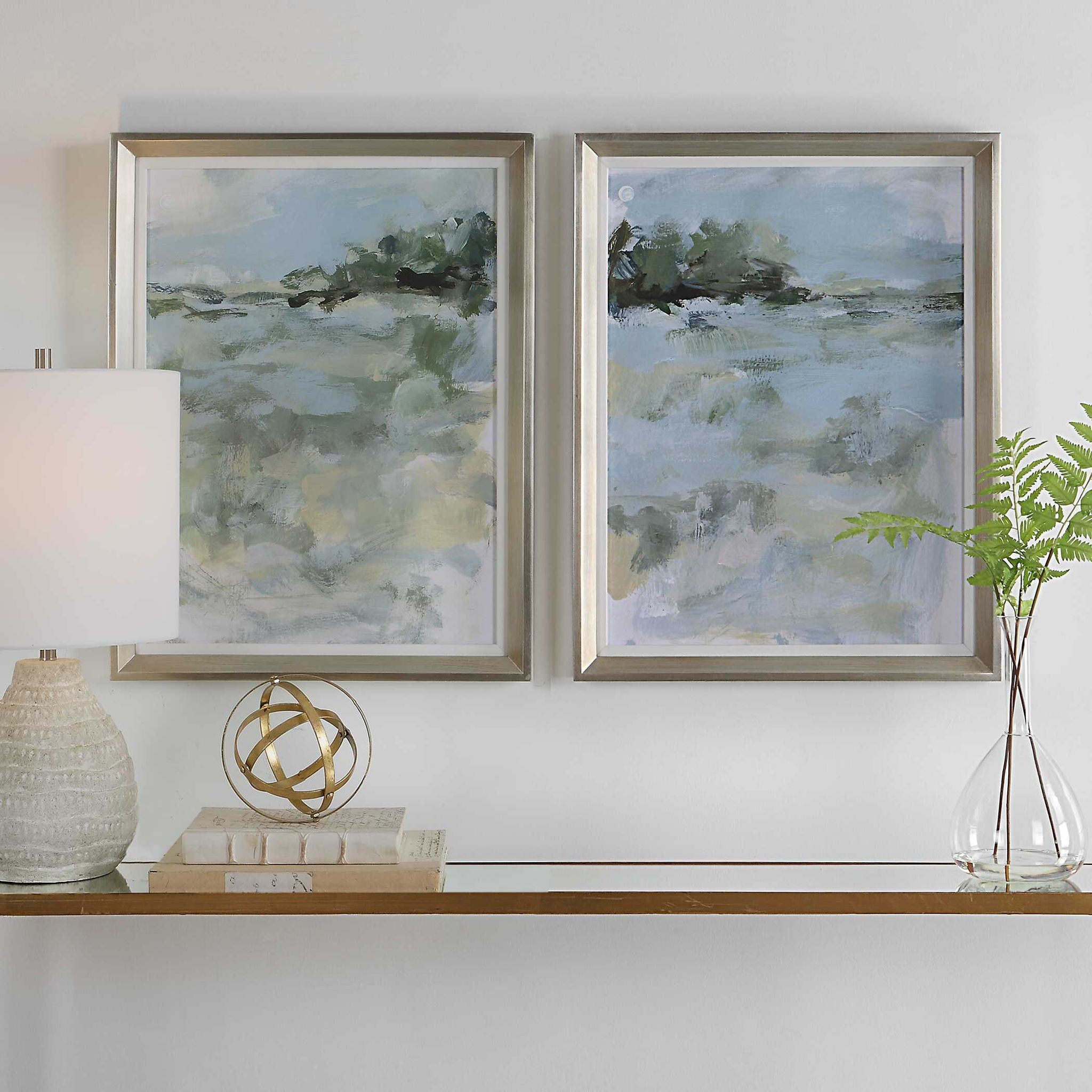 Far Away View Framed Prints - Light Blue Wall Art for Living Room & Bedroom Decor