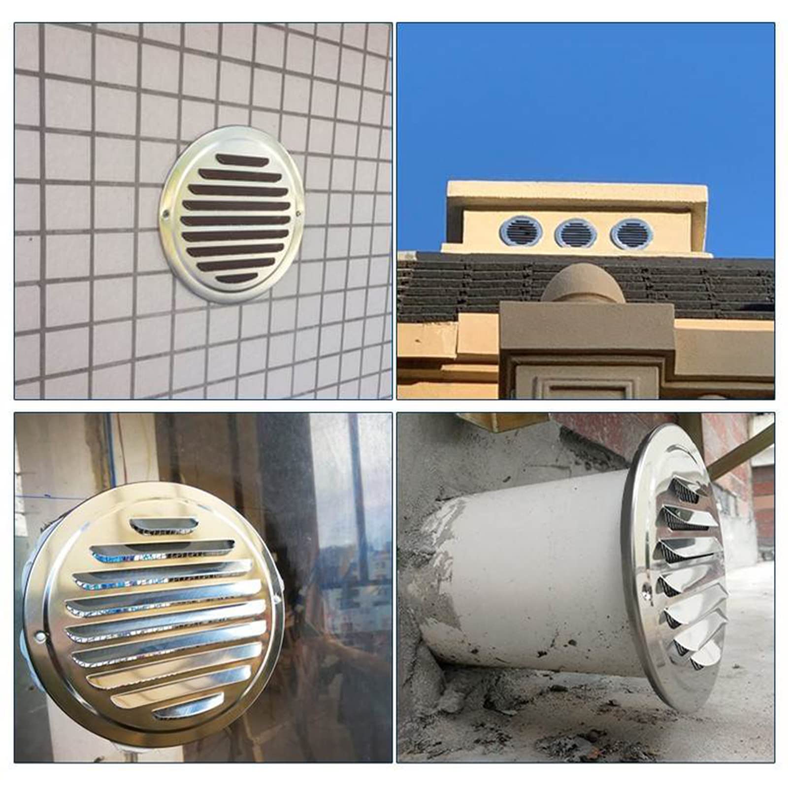 Stainless Steel Round Wall Air Vent Ducting - 80mm/3.15in HVAC Ventilation Grille Cover for Kitchen, Bathroom & Garage Exhaust System