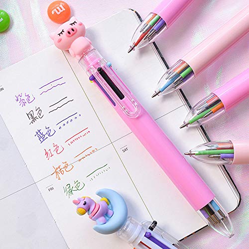 U Scinan 4-Pack Multicolor Retractable Ballpoint Pens - 6 Vibrant Colors in Each Cute Cartoon Pen for School, Office & Note Taking | Fun Writing Supplies for Students & Professionals