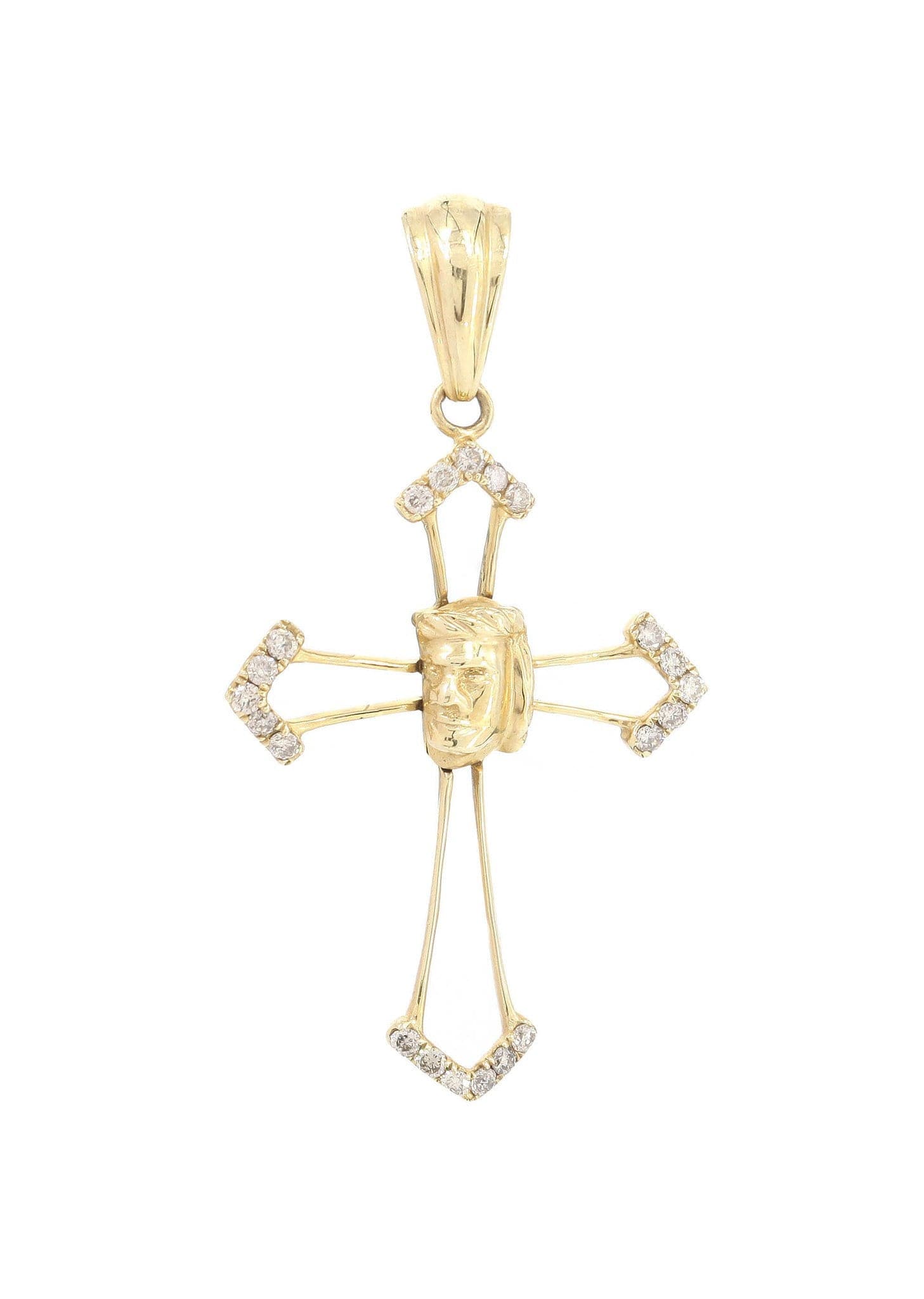 0.2 Carat Diamond Cross Pendant Necklace - 1.54 Grams 14K Gold Religious Jewelry for Women & Men - Perfect for Baptism, First Communion, Confirmation & Everyday Wear