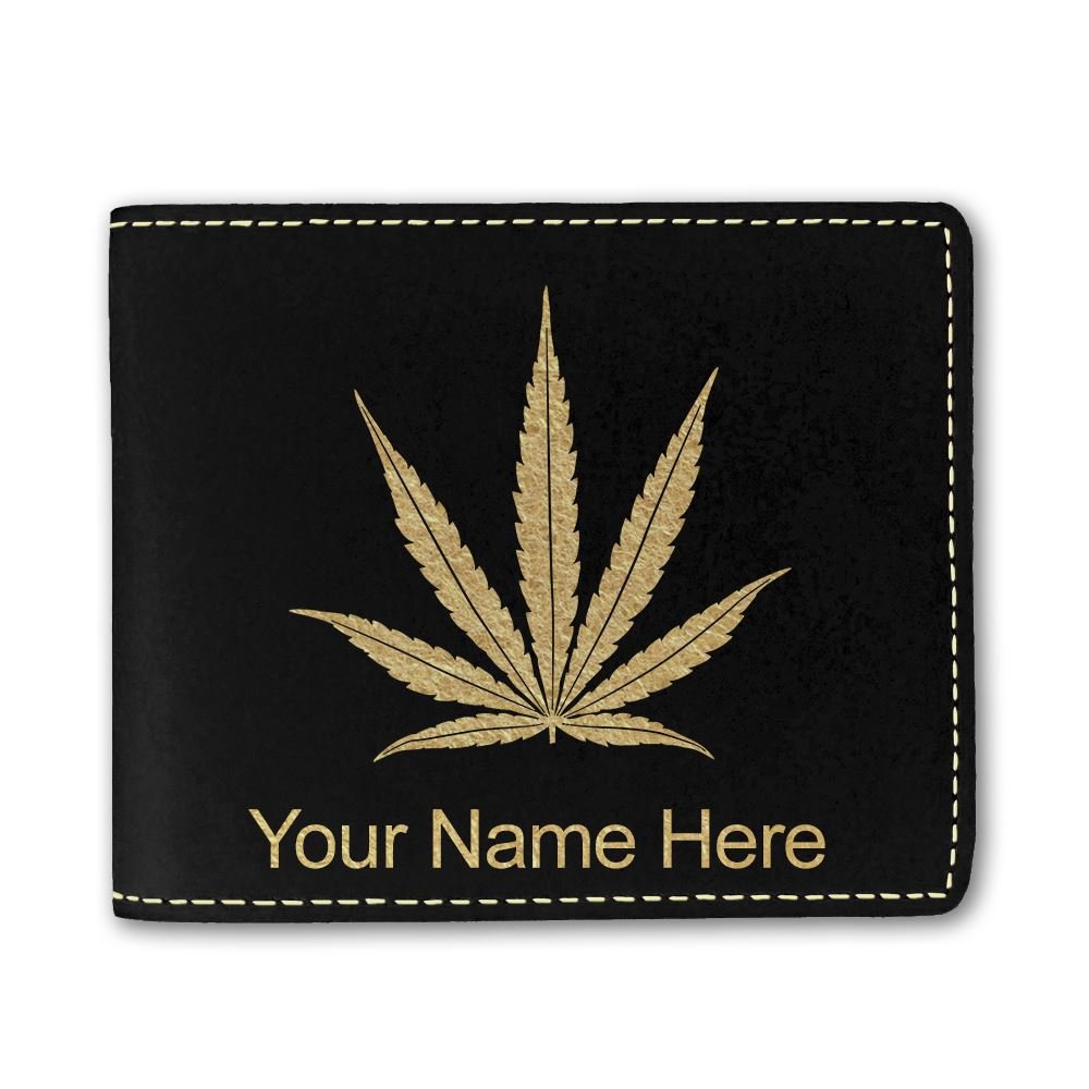 Custom Engraved Faux Leather Wallet with Marijuana Leaf Design - Perfect for Stash Storage & Everyday Use