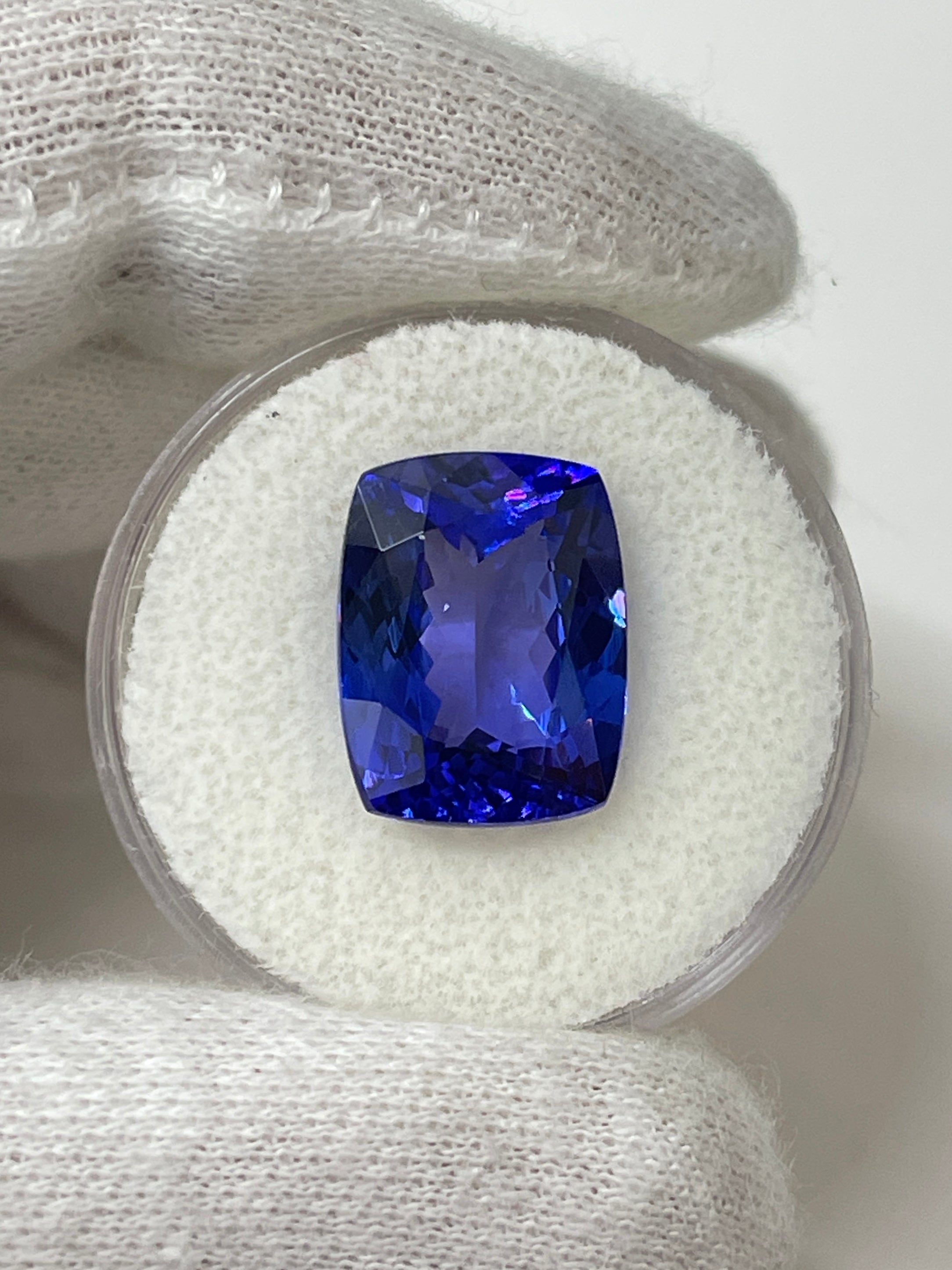 8.56 Carat GIA Certified Natural Violetish Blue Tanzanite Loose Gemstone - 14x11mm Cushion Cut for Jewelry Making, Engagement Rings & Collector's Pieces