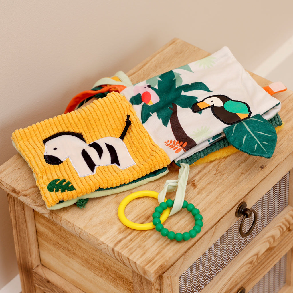 Little Big Friends Soft 2-in-1 Activity Book - Jungle Animals Theme for Kids | Interactive Learning & Play | Perfect for Travel, Preschool & Quiet Time Activities