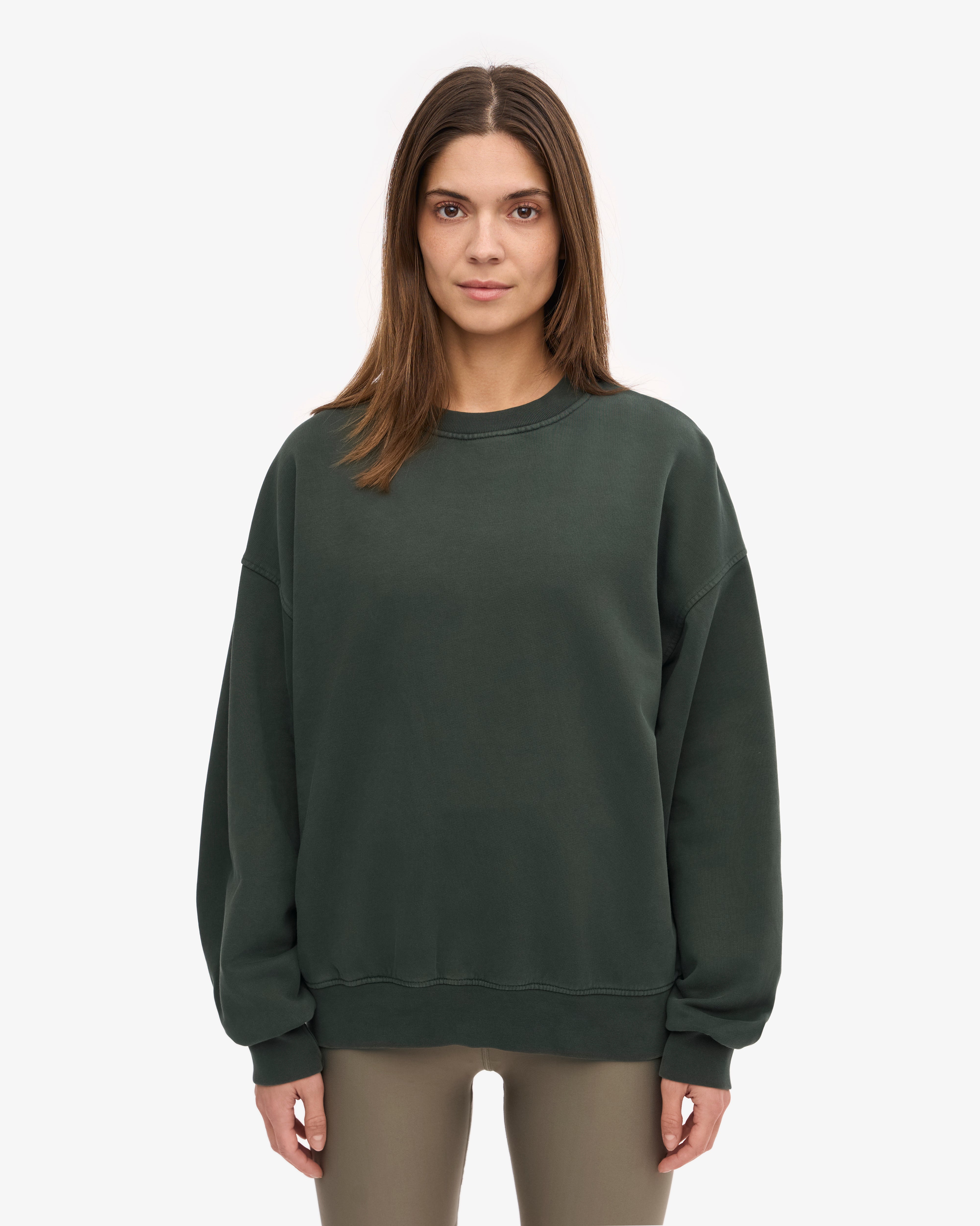 Organic Oversized Crewneck Sweatshirt - Midnight Forest Green - Cozy Loungewear for Women & Men - Perfect for Casual Wear, Relaxing at Home & Outdoor Activities