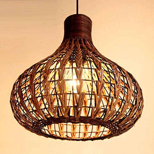 Handmade Rattan Garlic Pendant Light - Southeast Asian Style Ceiling Chandelier for Dining Room, Bar Counter, Restaurant & Parlor | Boho Home Decor & Farmhouse Lighting Fixture