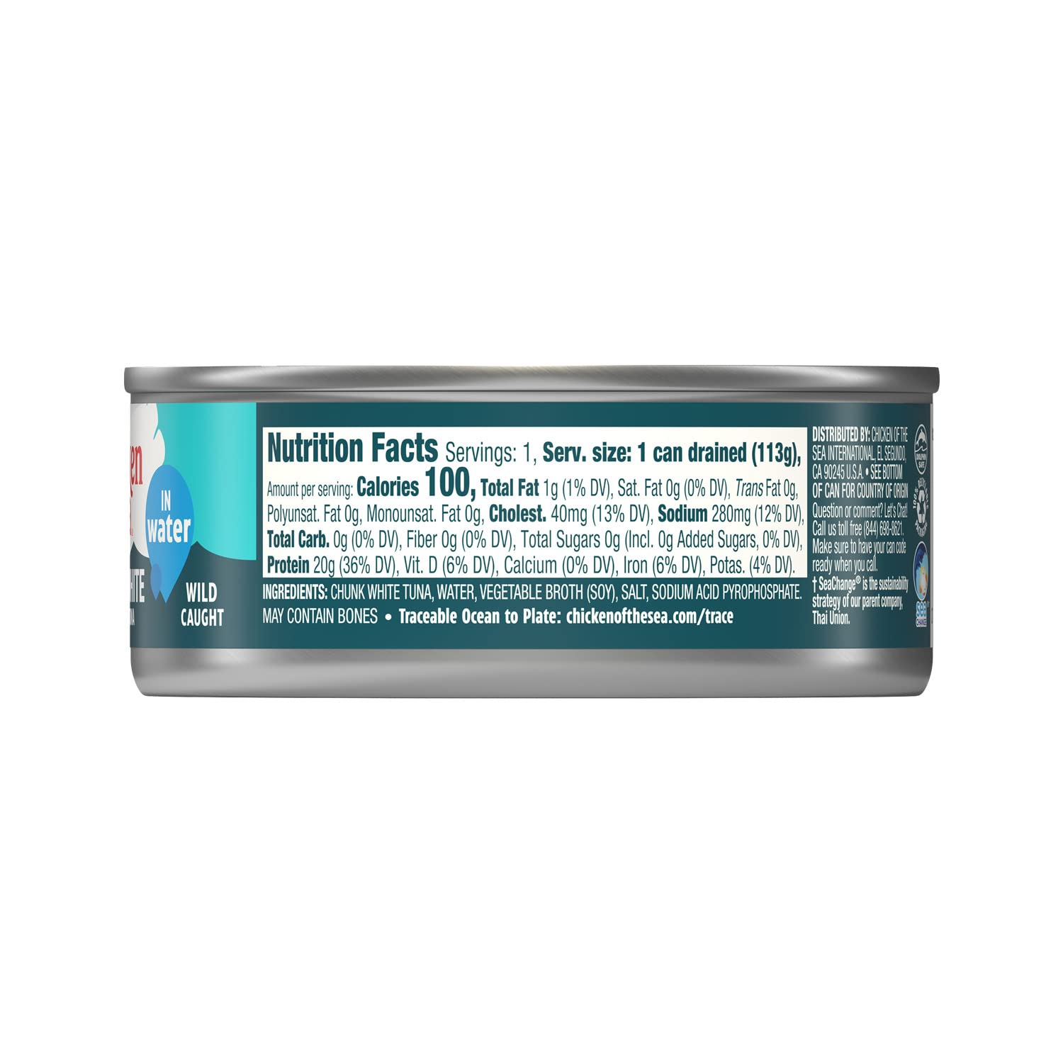 Chicken of the Sea Wild Caught Chunk White Albacore Tuna in Water - 24 Pack (5 oz Cans, 6 Packs of 4-Count) | High Protein Canned Tuna for Salads, Sandwiches & Quick Meals | Keto & Paleo Friendly