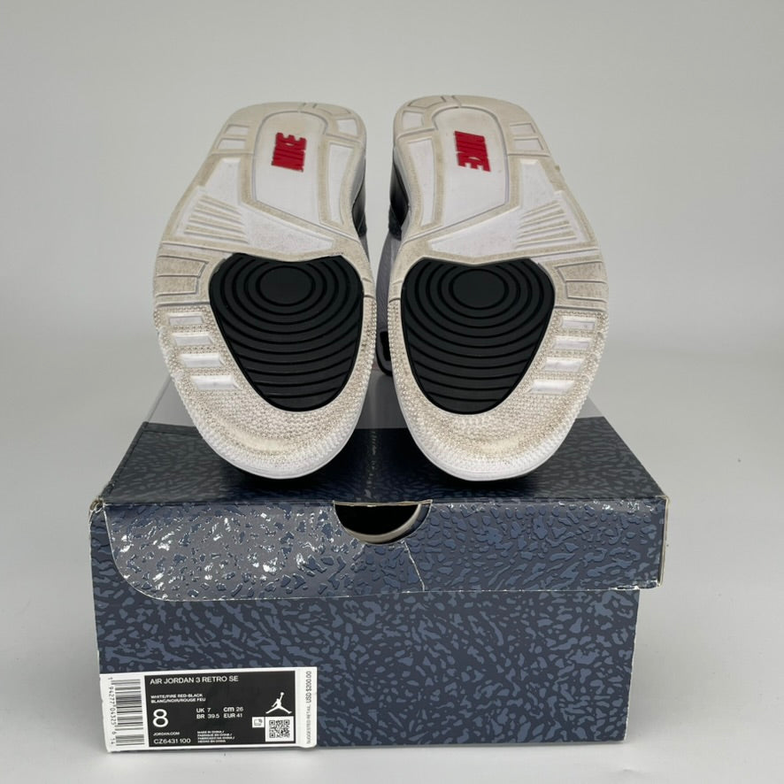 Original: AIR JORDAN 3 FIRE RED DENIM SIZE 8 CZ6431 100   Optimized: Air Jordan 3 Retro Fire Red Denim Men's Sneakers - Size 8 (CZ6431-100) - Authentic Basketball Shoes for Streetwear & Casual Outfits