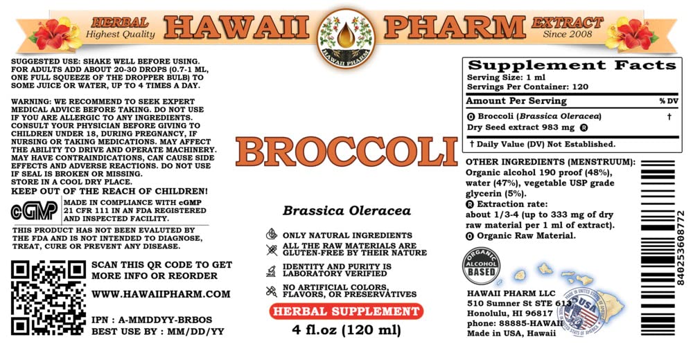 Organic Broccoli (Brassica Oleracea) Seed Liquid Extract Tincture - Herbal Supplement for Immune Support & Detox - 15x4 oz - Perfect for Smoothies, Juices & Daily Wellness Routine